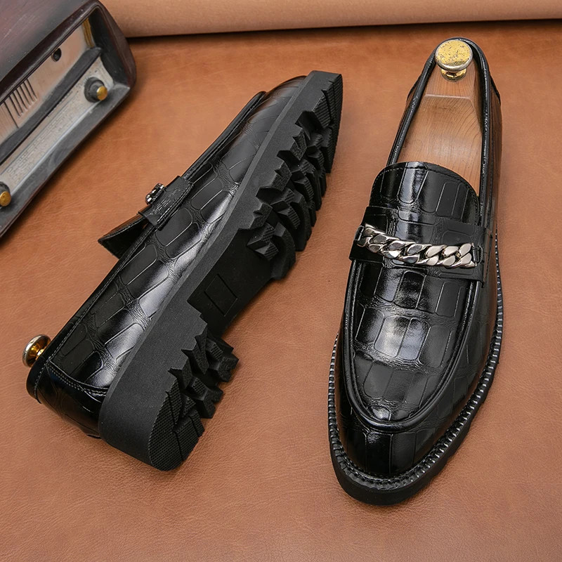 Comfortable Chain Wholesale Casual Formal Slip on Men Dress Leather Shoes