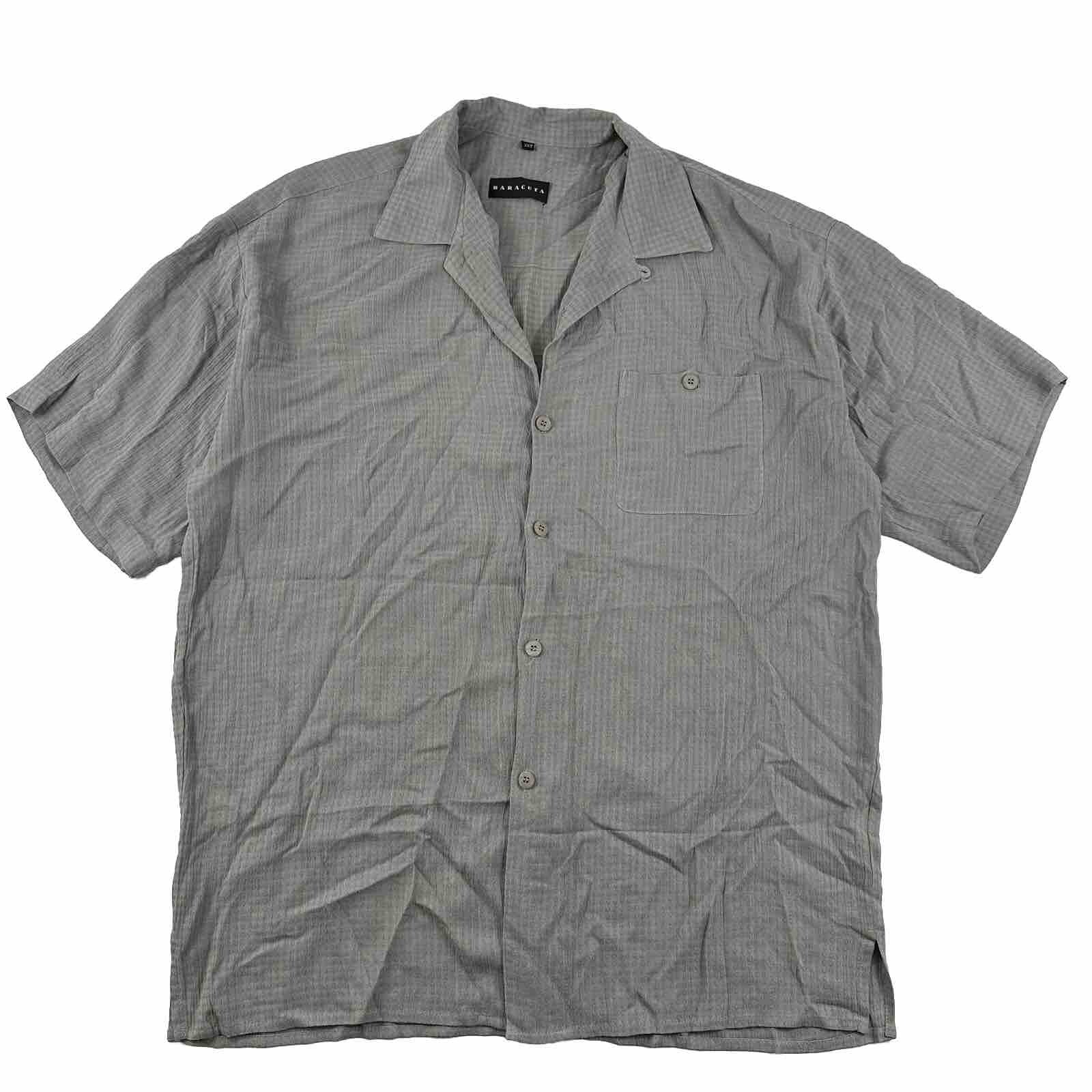 VTG Baracuta Camp Shirt Men 3XT 3X Tall Acetate Rayon Gray Green Made In USA