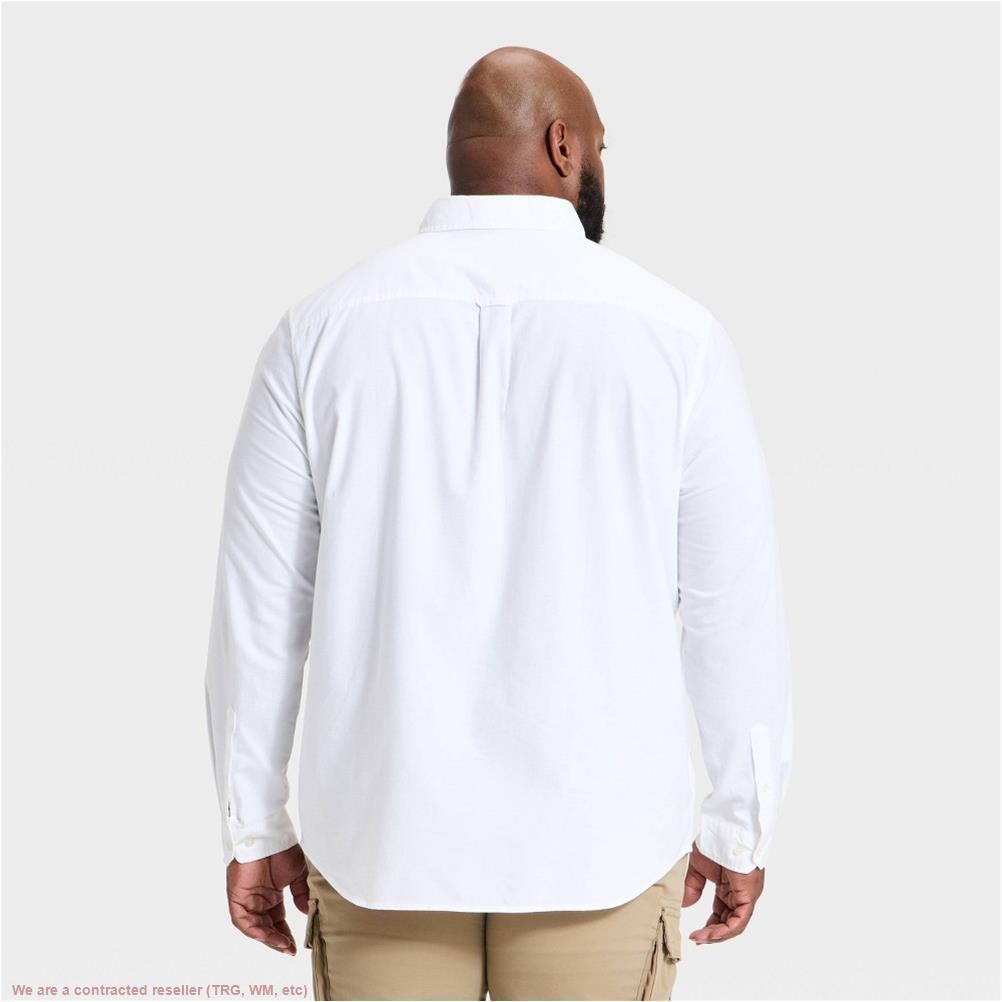 Men’s Tall Long Sleeve Oxford Button-Down Shirt – White XXLT *SEE DEAL!!!*