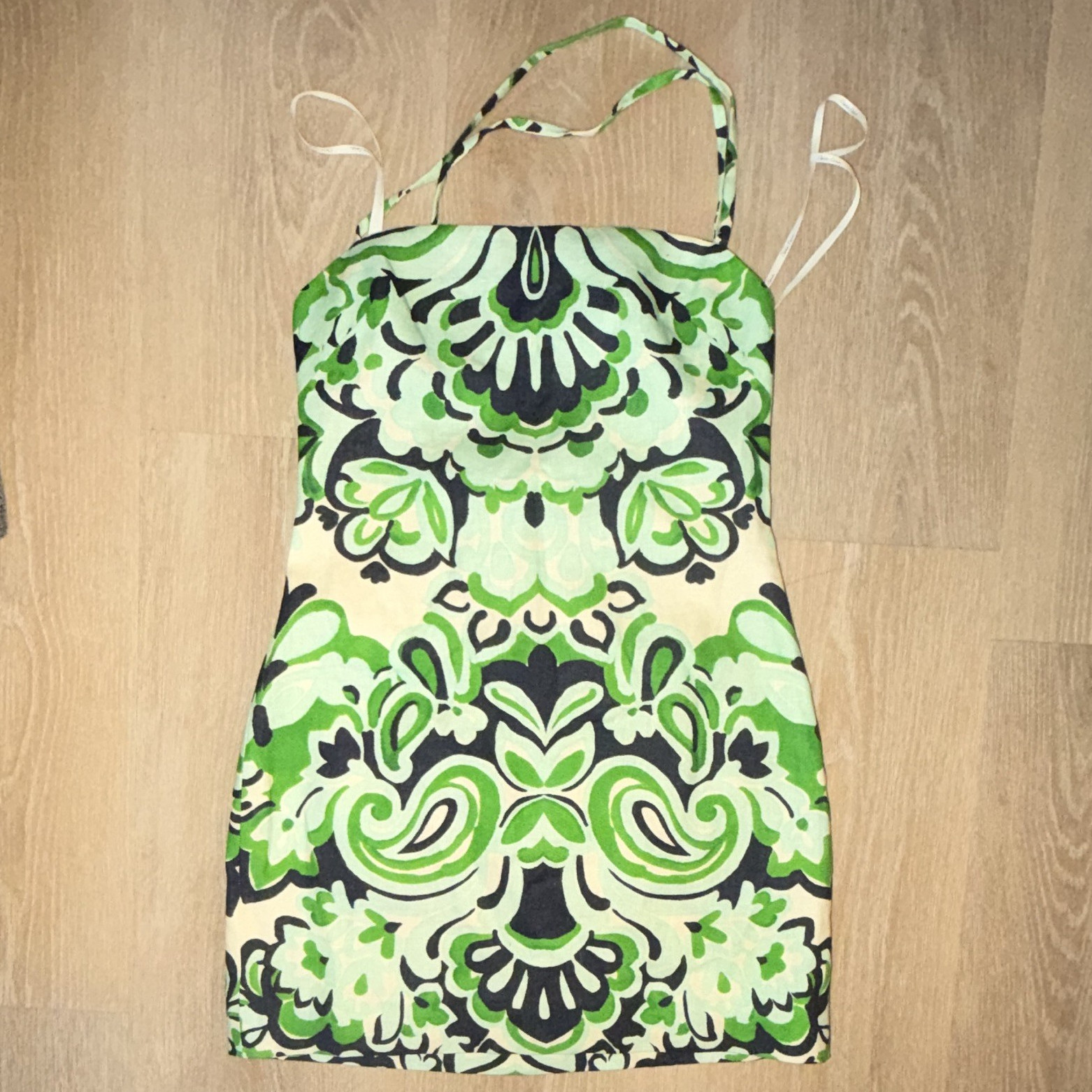 Cara Cara Dira Mini Dress Square Neck Strappy Floral Green/White/Black 4