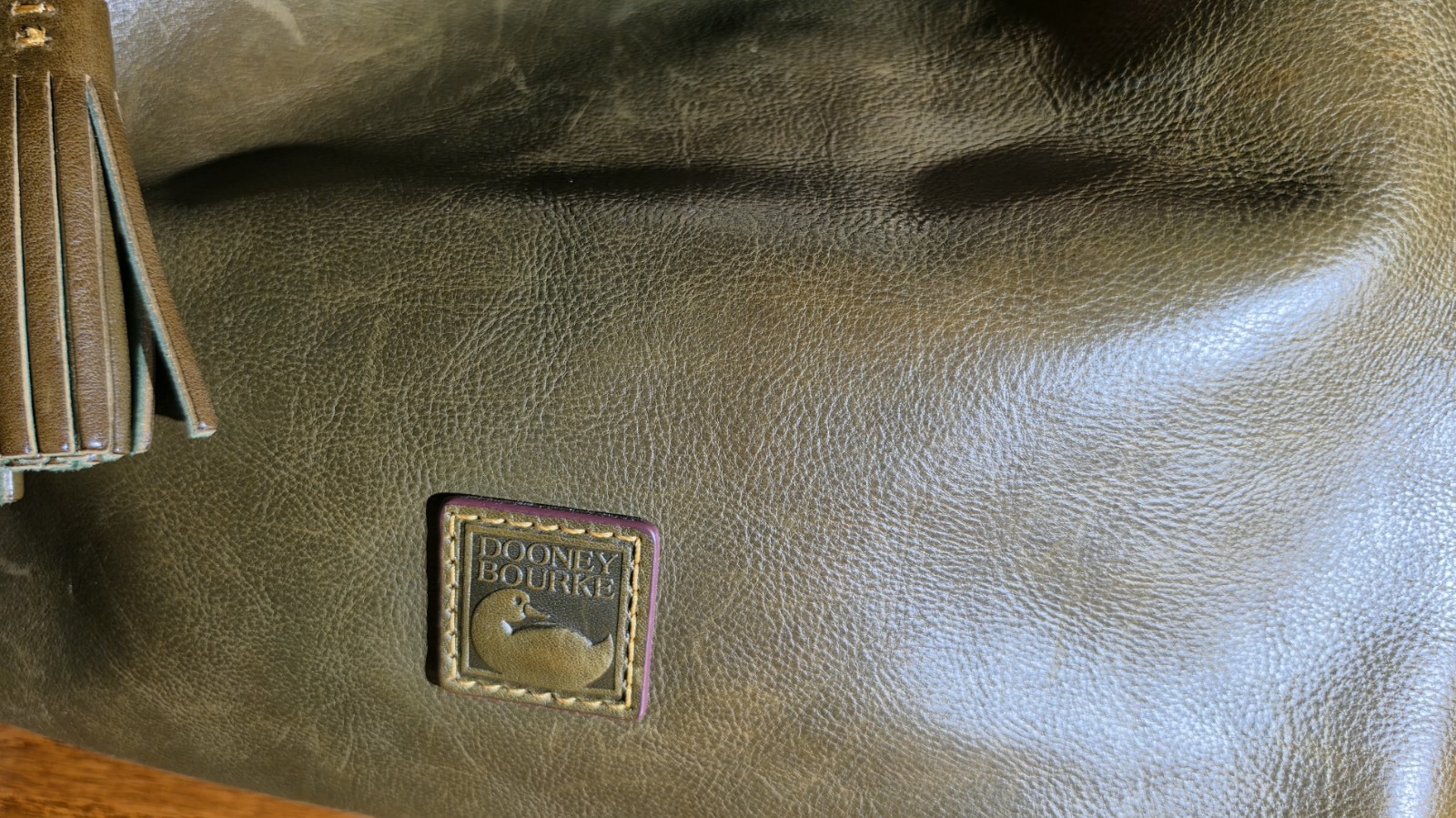Dooney and Bourke Florentine Twist Strap Hobo Bag Natural Leather – Olive