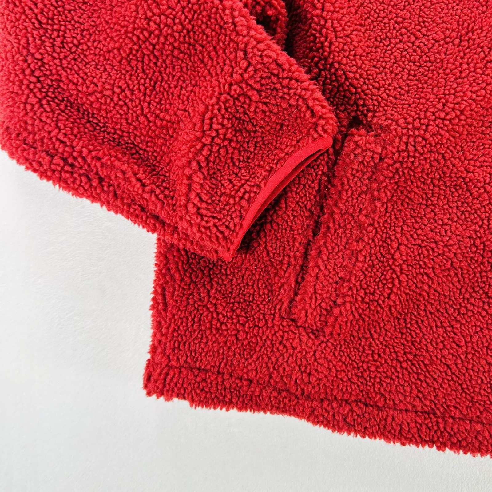 Levi’s Jacket Mens Large Red Sherpa Fleece Snap Pullover Anorak Warm Lined