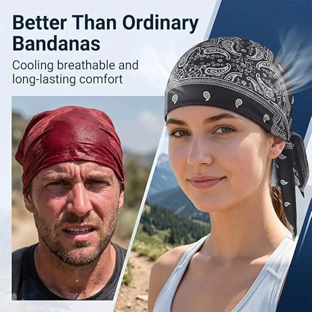 Paisley Print Hijab Cap Bandana Headscarf UV Protection Quick Dry Cycling