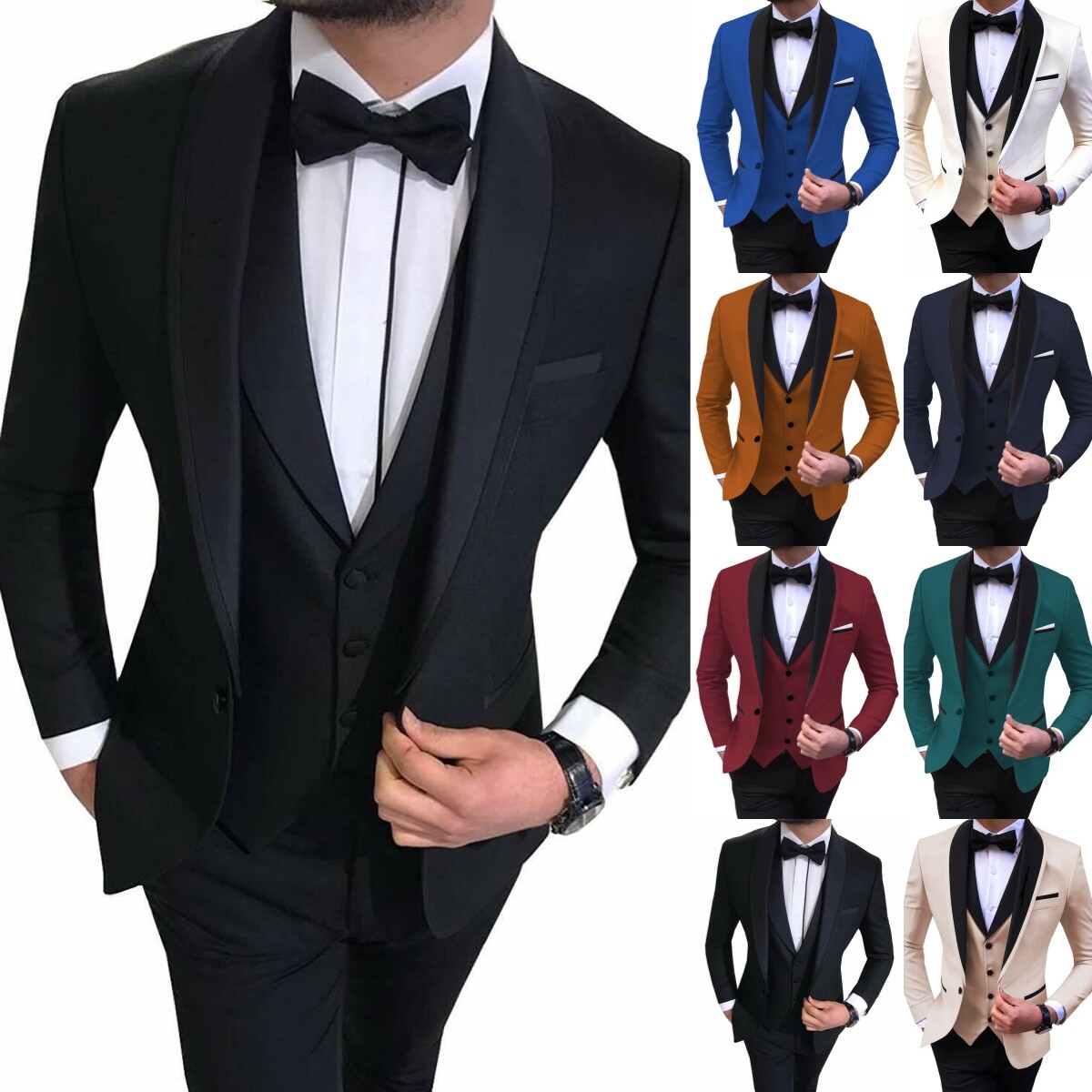 Mens 3Pcs Suit Groomsman Wedding Prom Party Tuxedo Blazer+vest+Pants 42r 44r 46r