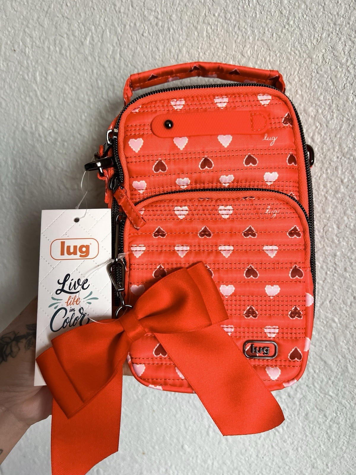 LUG Skeeter Mini Bridge Convertible Crossbody Grab n GO Belt Bag Purse Hearts