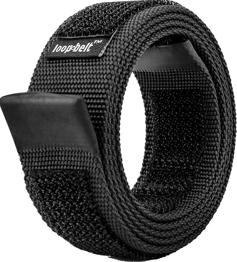 Reversible No-Scratch Web Belt with Hook & Loop Fasteners Black Medium 34-38