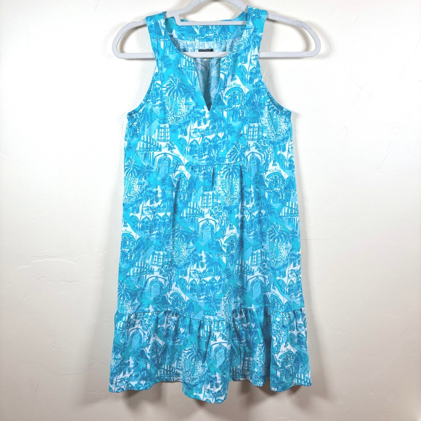 Lilly Pulitzer Lindy Dress Amalfi Blue Sunny State of Mind Sleeveless XS NWOT