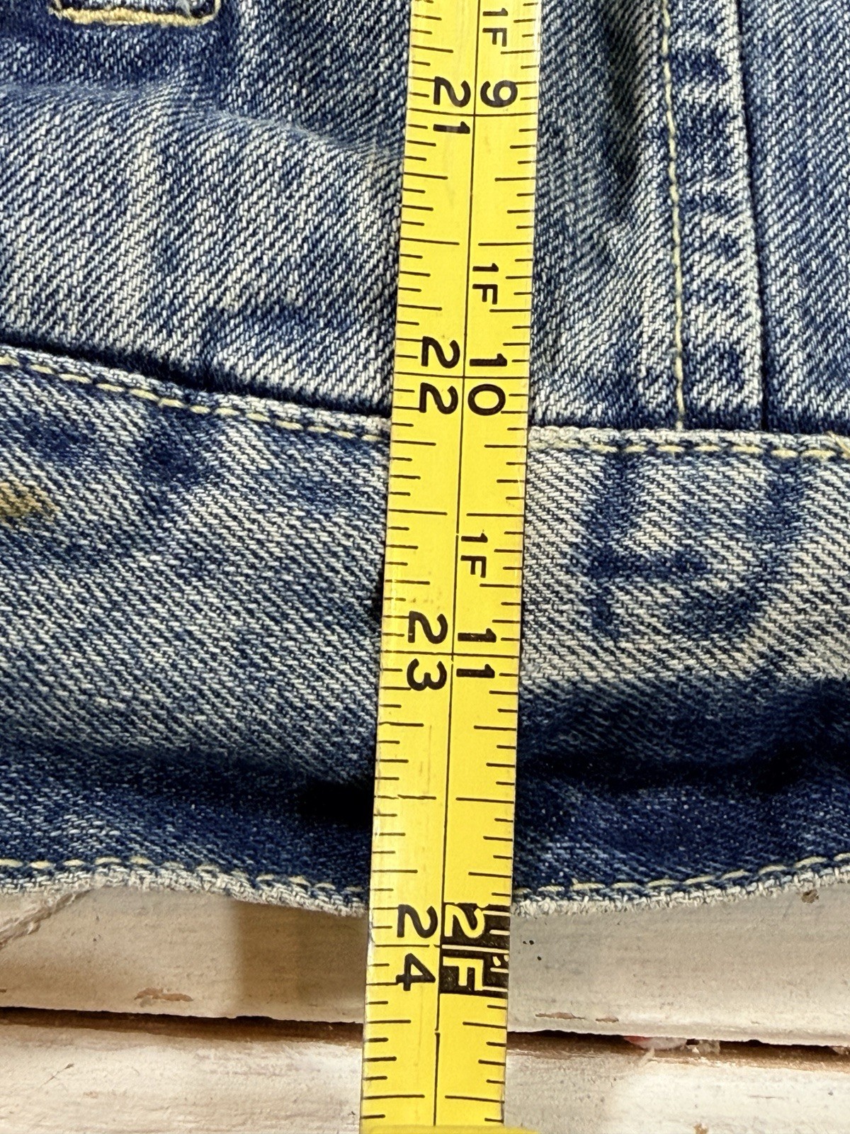 Arizona Jean Hooded Jacket Sz S Denim Button Up Blue Hybrid Trucker Distressed