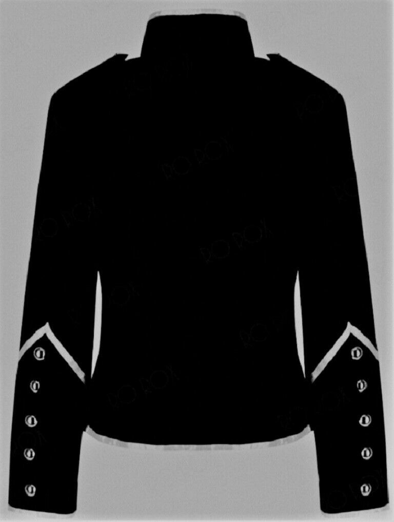 Women’s Black Silver Parade Ladies Jacket Steampunk Military Punk Rock Jacket
