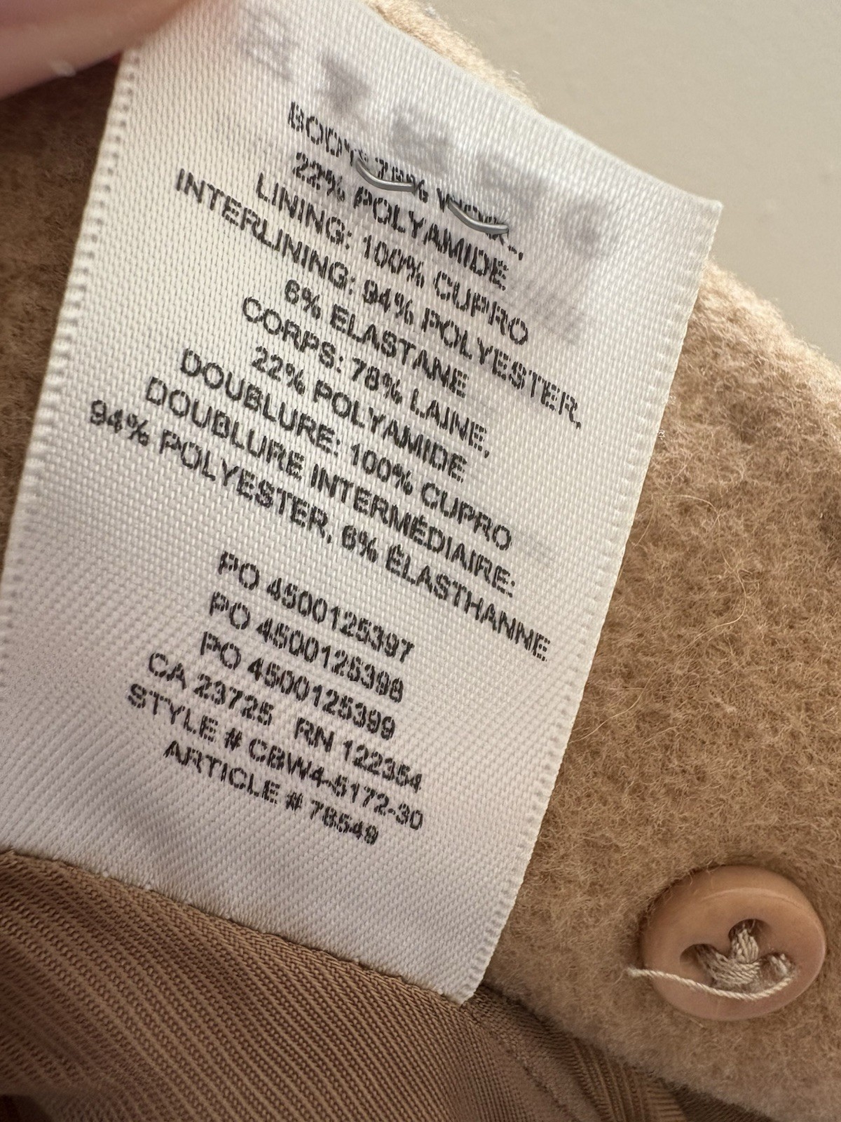 Aritzia Wilfred Portrait Knee Length Wool Coat In Tan XS Fits XS-S