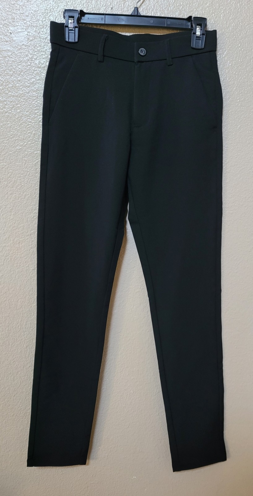 Plaid & Plain Men’s Stretch Dress Pants Slim Fit Skinny Suit Pants, (C)