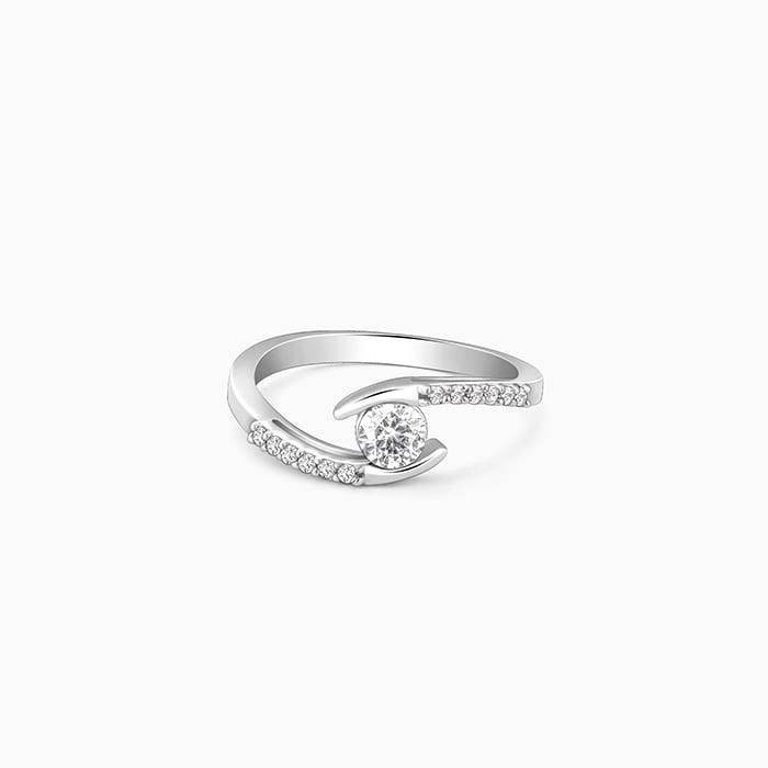Round CZ Solitaire Ring 925 Sterling Silver Engagement Ring for Women US Size 6