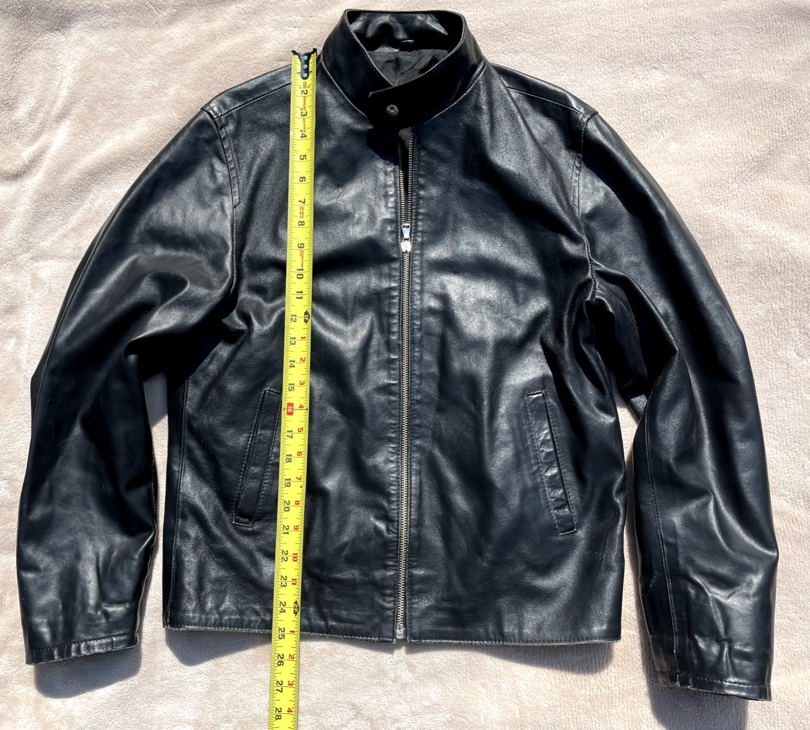 Vintage Vera Pelle Gardini Men’s Black Leather Jacket Zip Made In Italy size XS