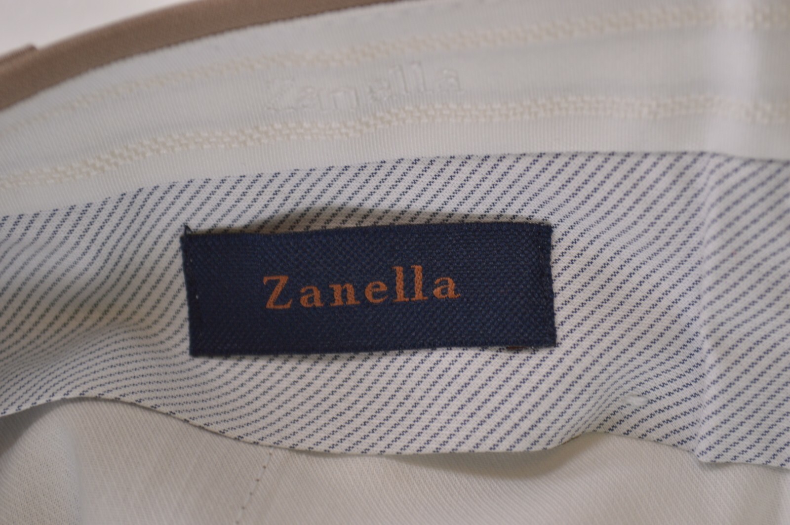 Zanella NWT Dress Pants Size 35 In Solid Khaki Tan Wool Devon $325
