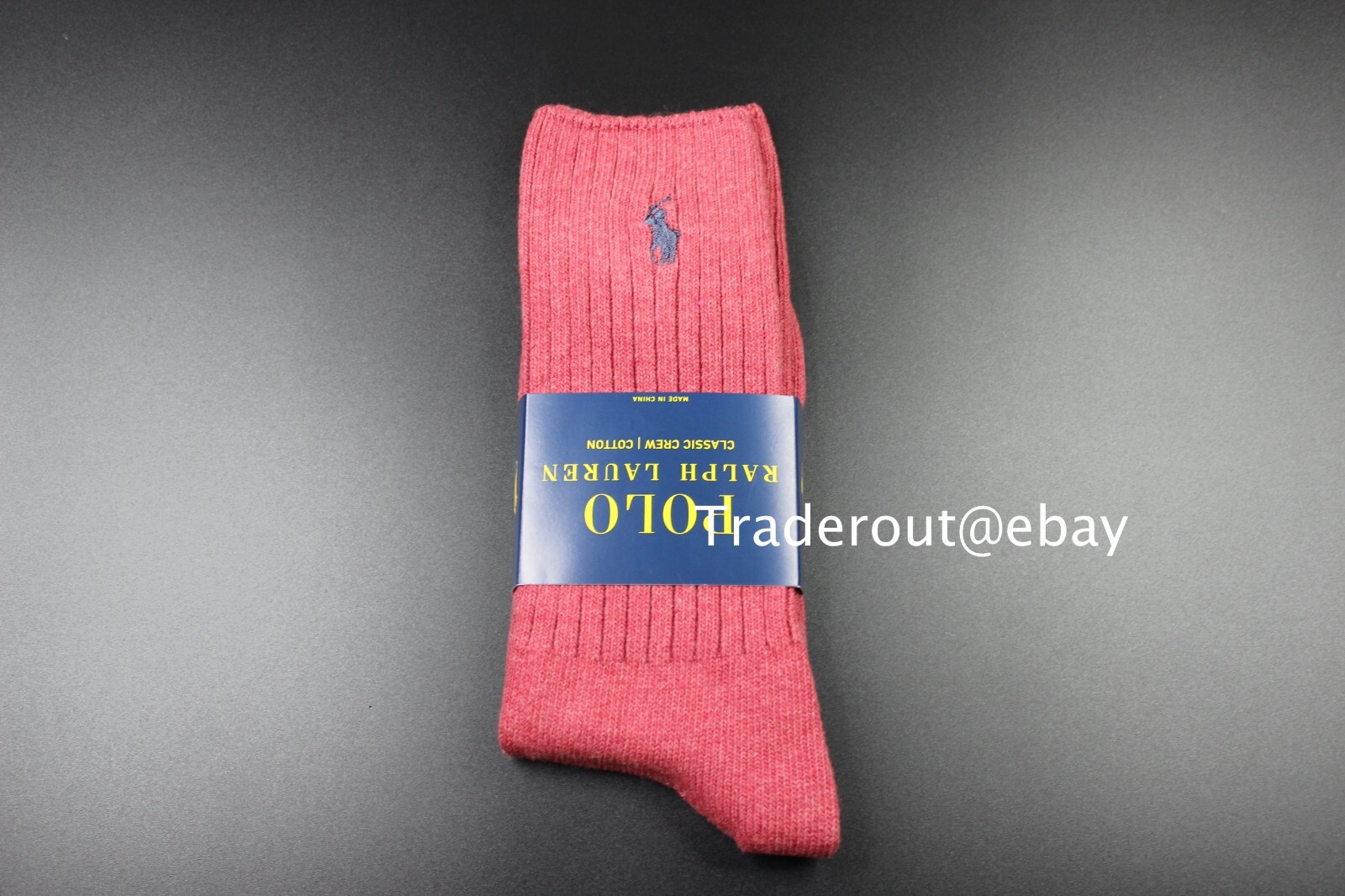 Polo Ralph Lauren Men raspberry red w/ Pony cotton blend crew socks size 10-13