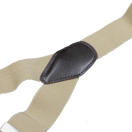 6 Button Holes Link Men’s Suspenders Beige Color 24-43″ Adjustable Length 1.37″W