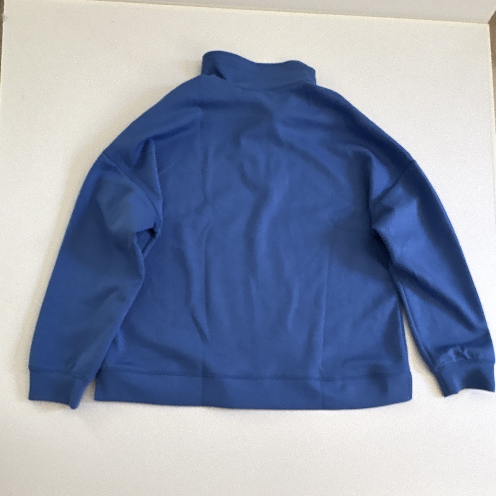 MEROKEETY NWT Blue Mock Neck Pullover Sweatshirt Long Sleeve Womens L Comfy