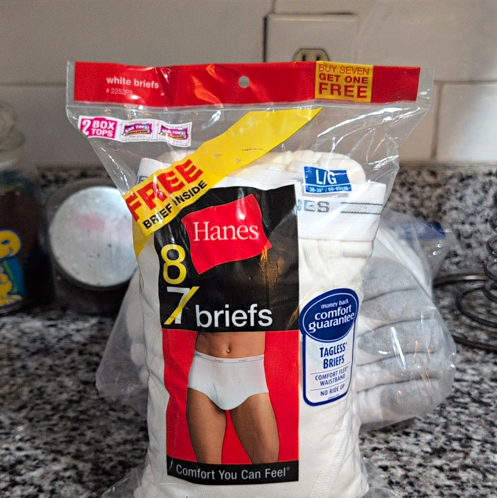 Hanes ComfortSoft Tagless White Briefs L 7-Pack Comfort Flex No Ride Up