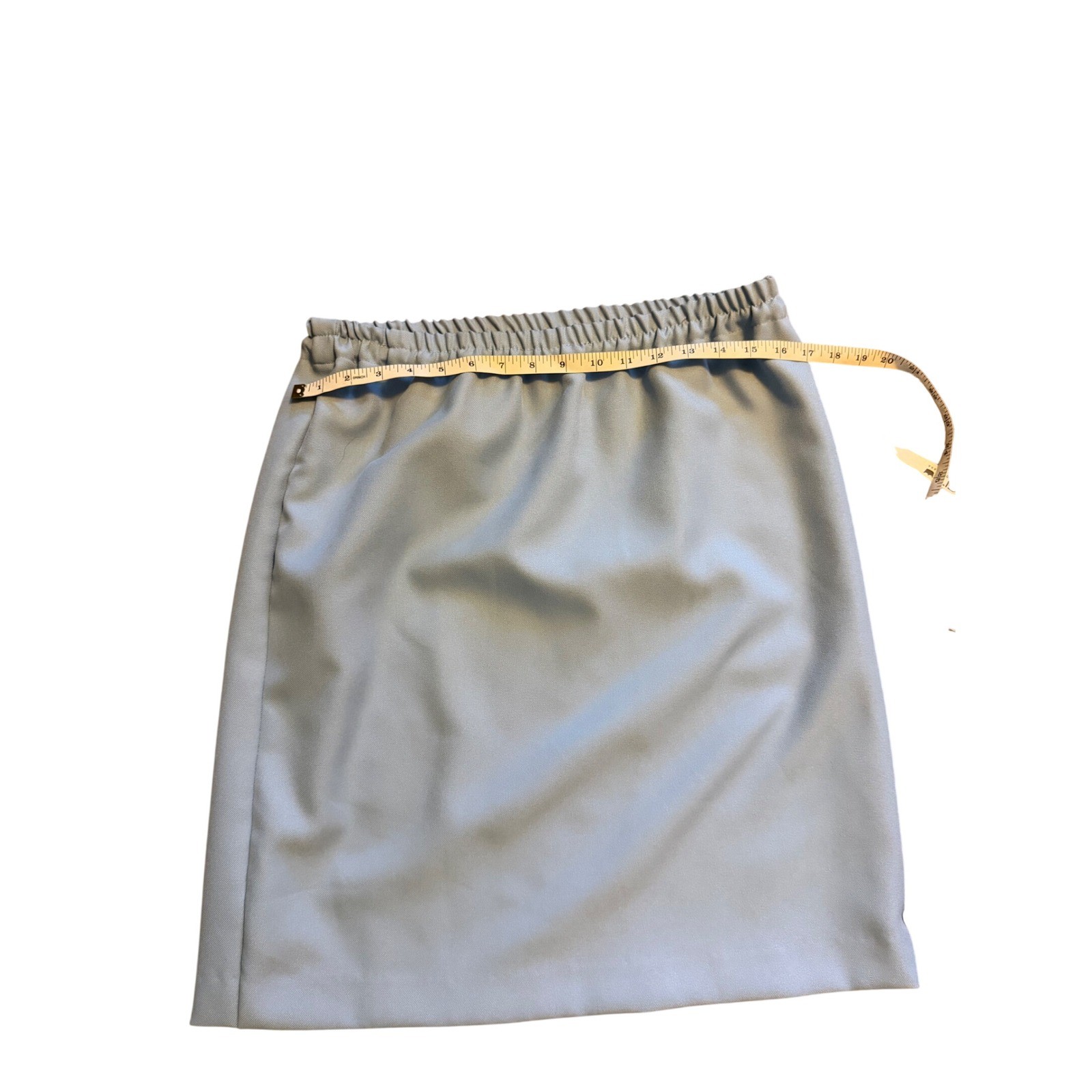 Vintage Light Blue Elastic Waist Pencil Skirt Knee Length Minimalist Pastel