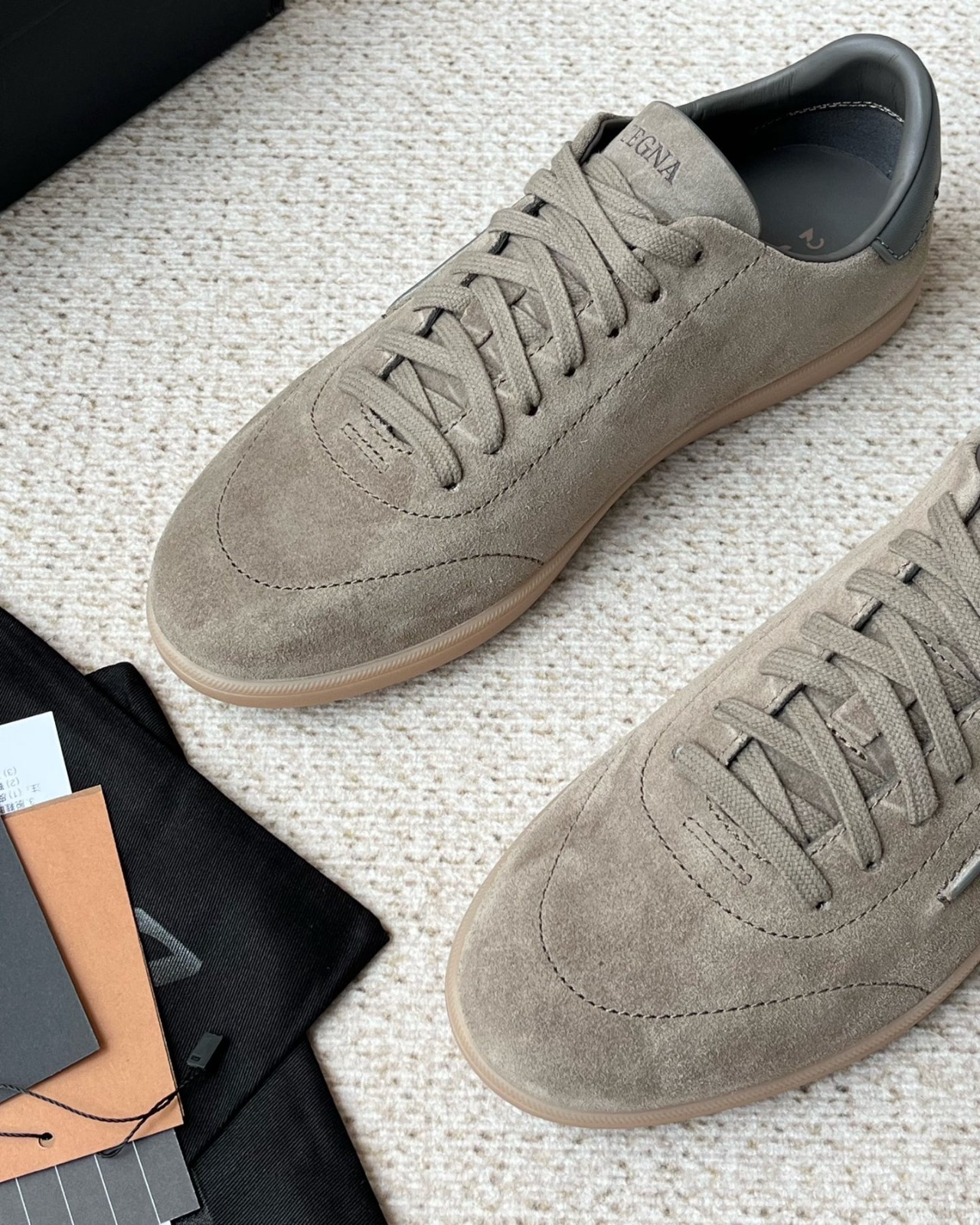 Zegna Dark Brown Suede Lace Up Low Top Sneakers 🎾