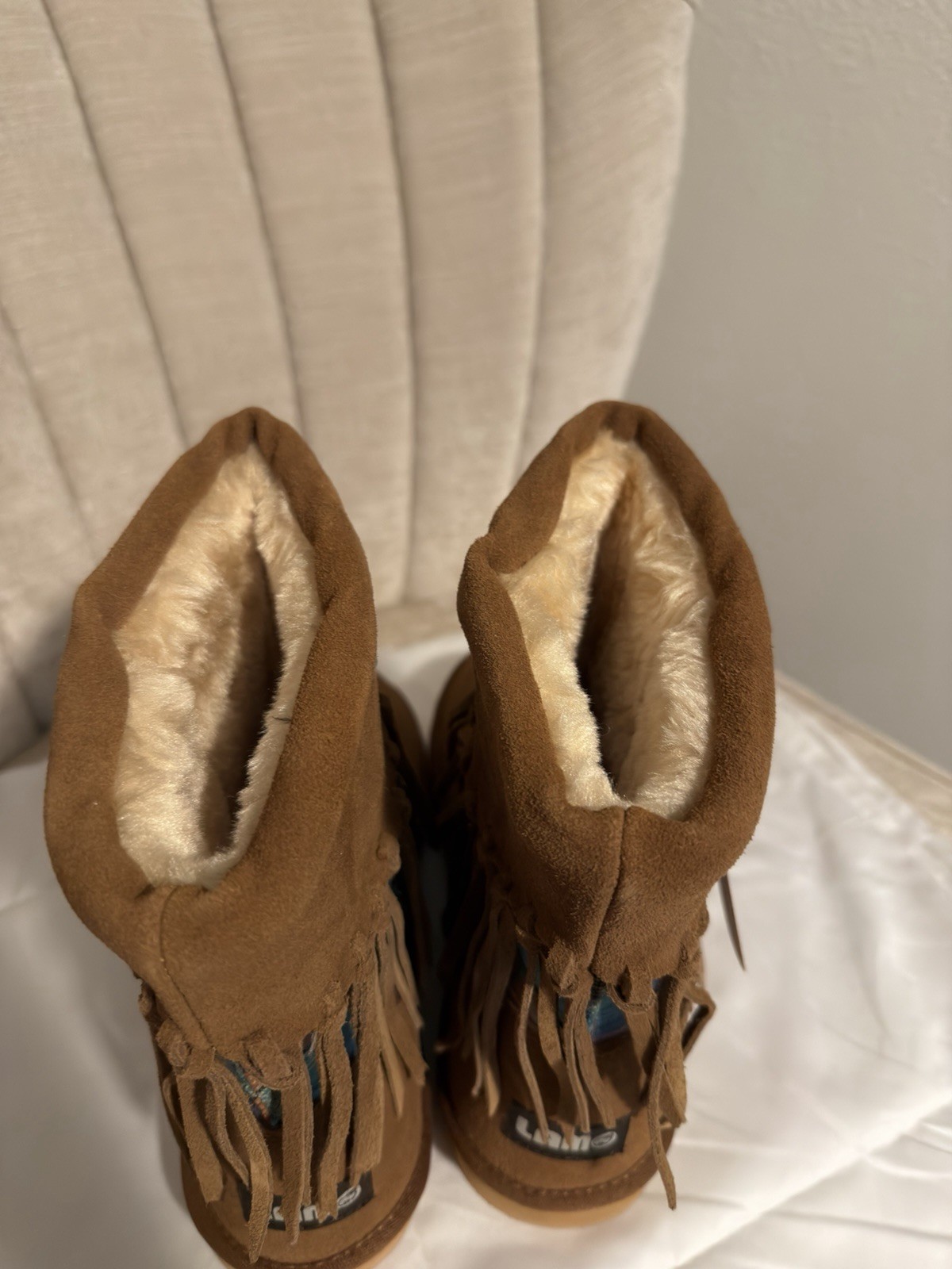 LAM Women’s Winter Short Boots Tan Leather With Frills