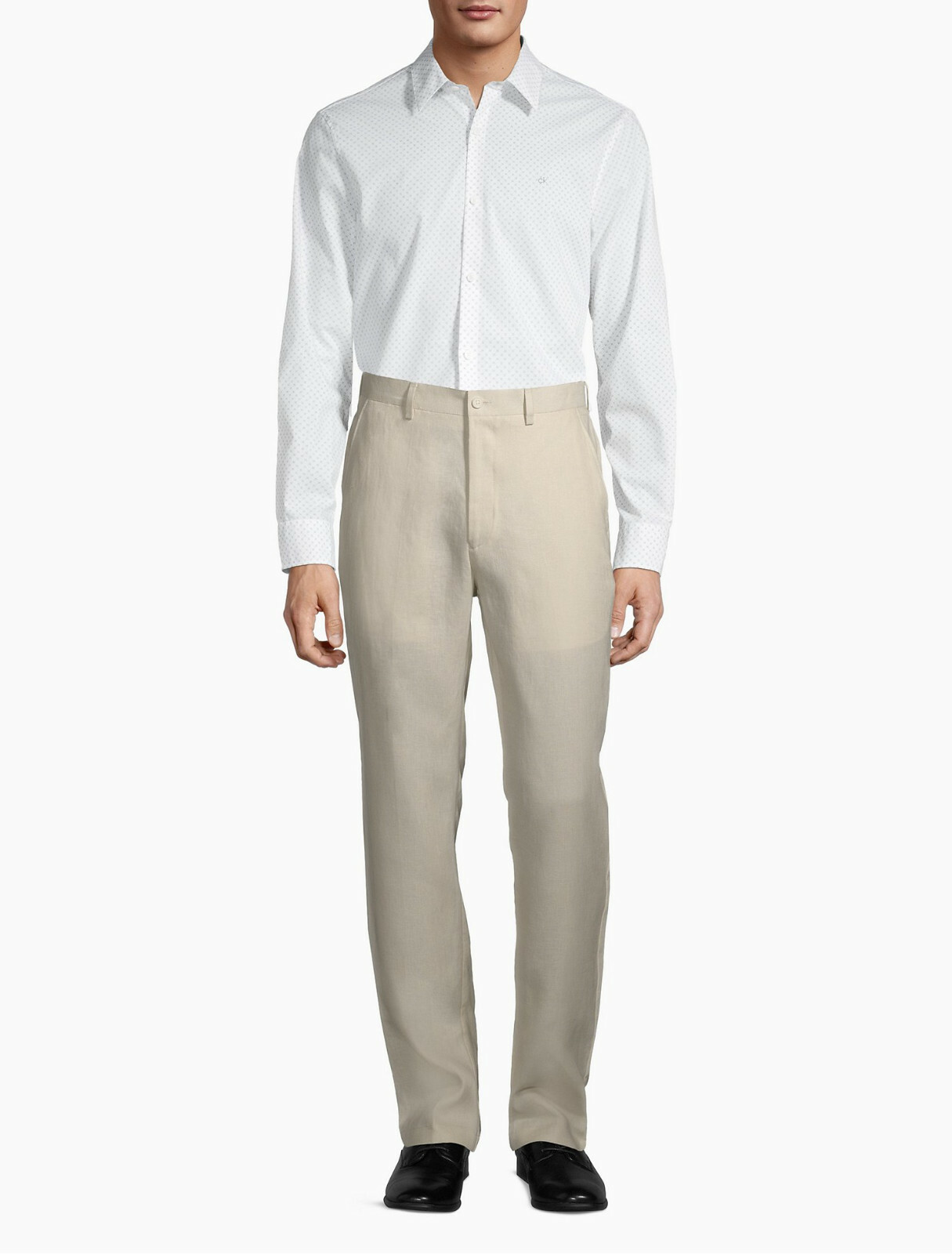 Calvin Klein Men’s Classic Slim Fit Solid Linen 4-Pocket Pant, 30Wx30L Tan