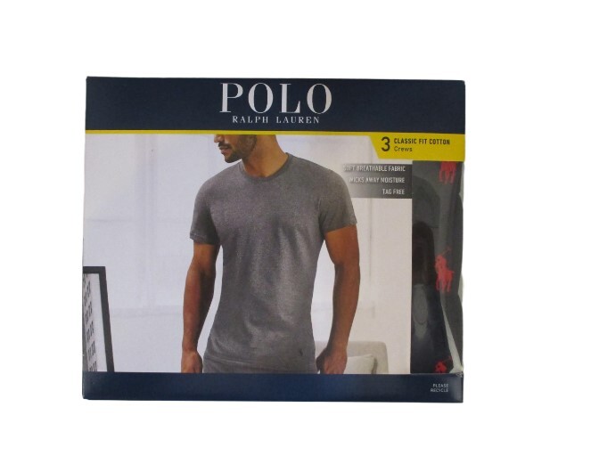 3 POLO RALPH LAUREN S M L XL 2XL COTTON BLACK WHITE GRAY BLUE CREW NECK T SHIRTS