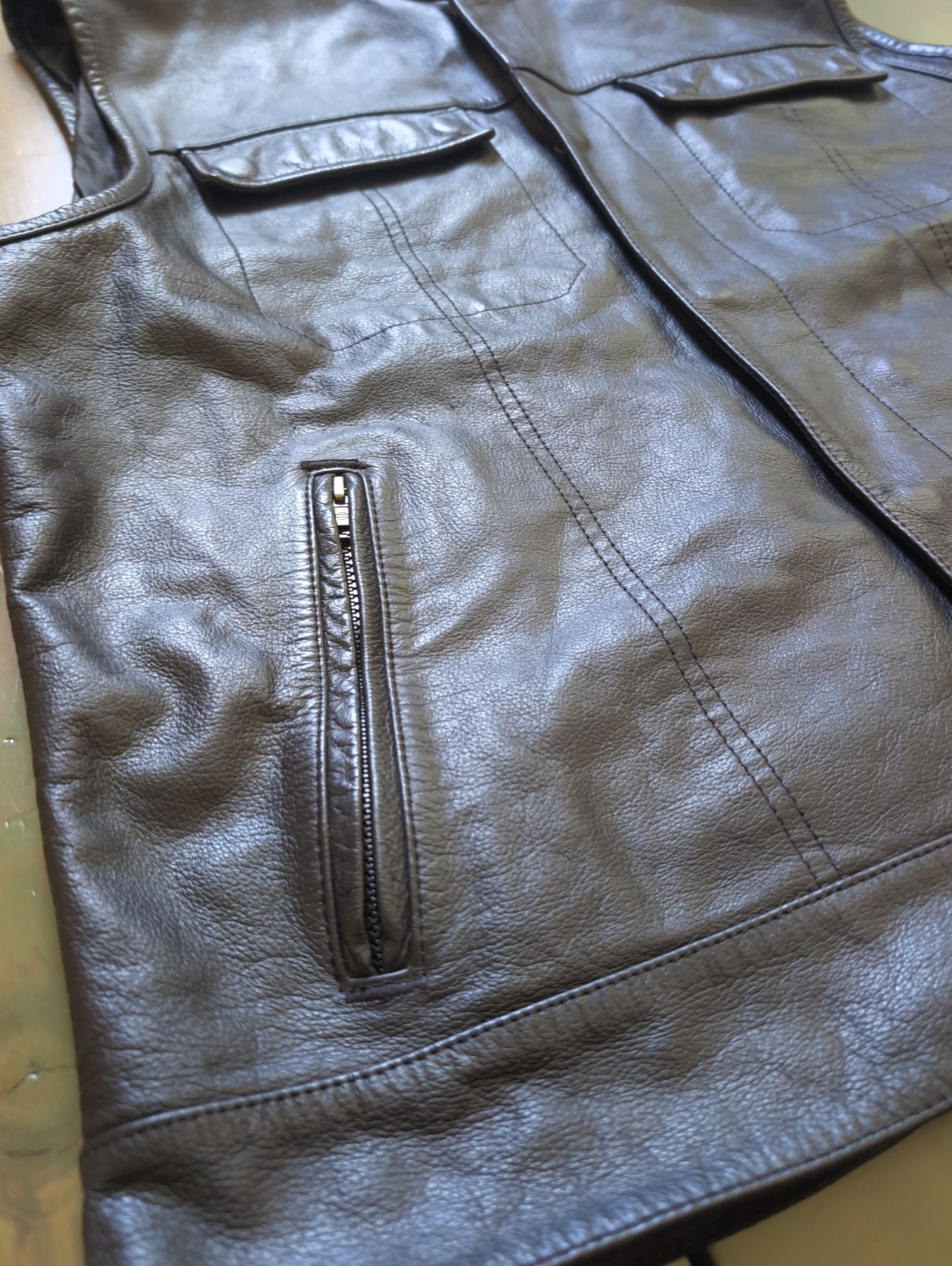 Harley Davidson 2XL Men’s FOSTER Black Leather Motorcycle Vest **READ