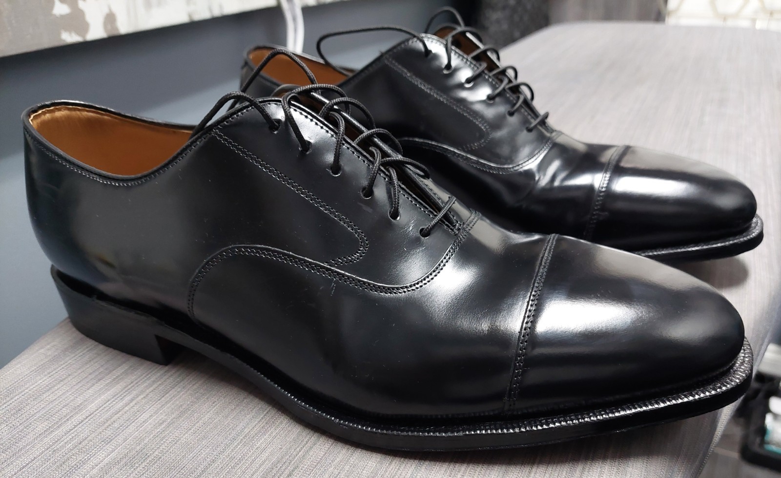 Johnston Murphy Men’s Optima Melton Cap Toe Shoes Sz 10.5 E/C Black
