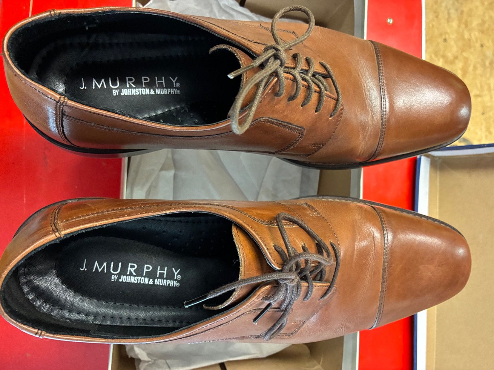 J. Murphy Mens Size 14M Brown Leather Captoe Dress Shoes