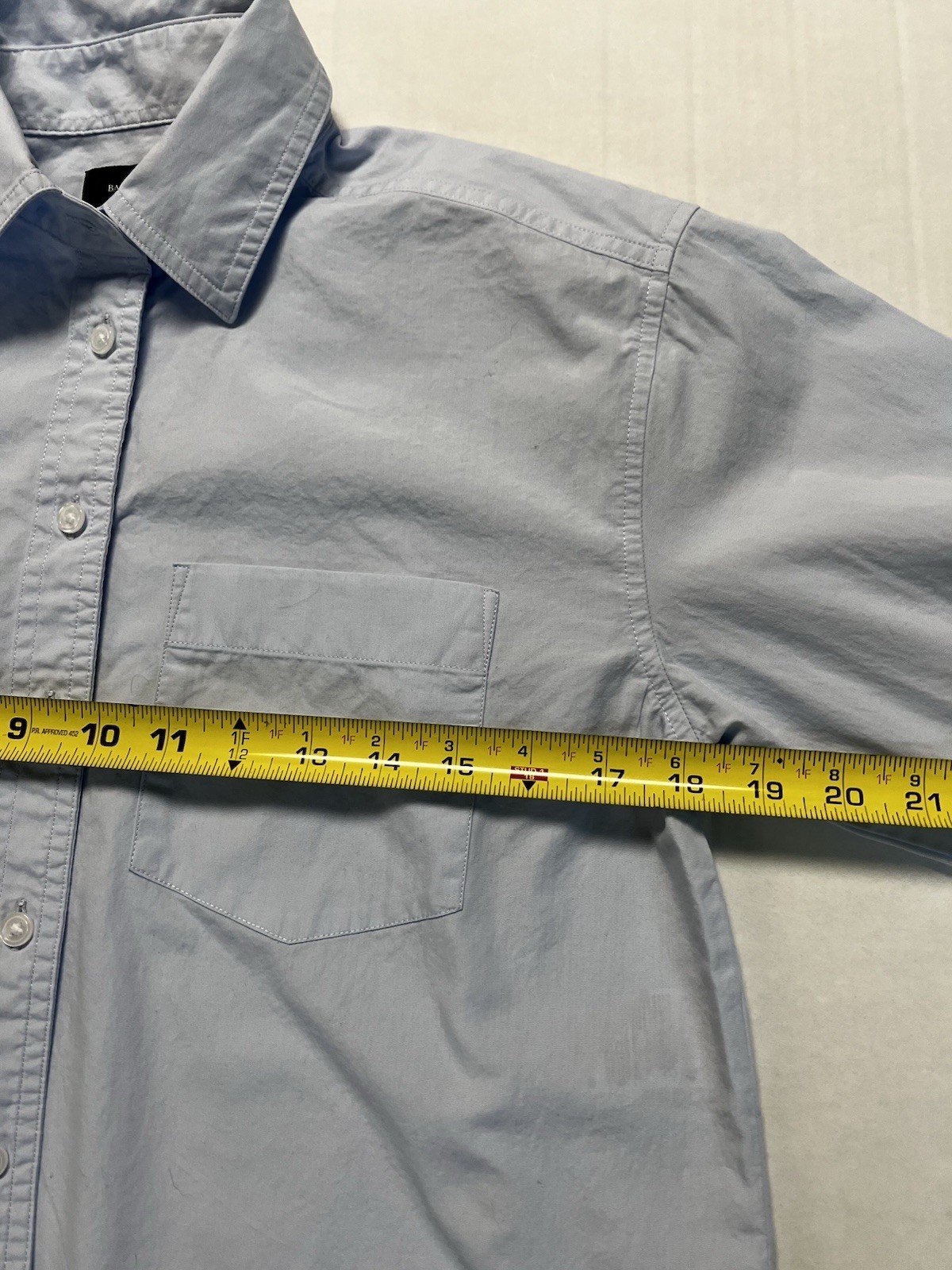 Banana Republic Boxy Crop Poplin Long Sleeve Shirt Baby Blue Structured Chic EUC