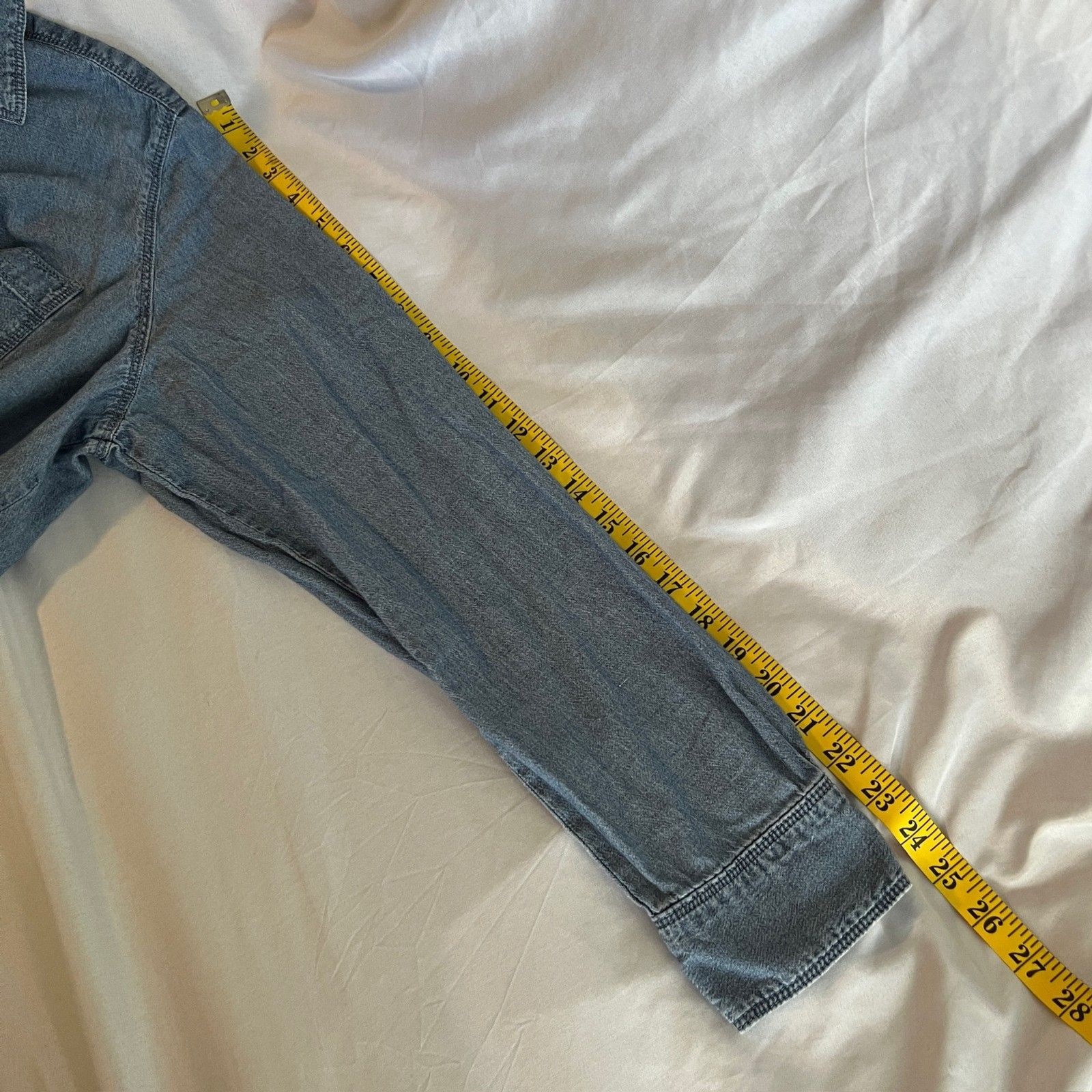 Liz Claiborne Denim Long Sleeve Button Up 100% Organic Cotton No Size
