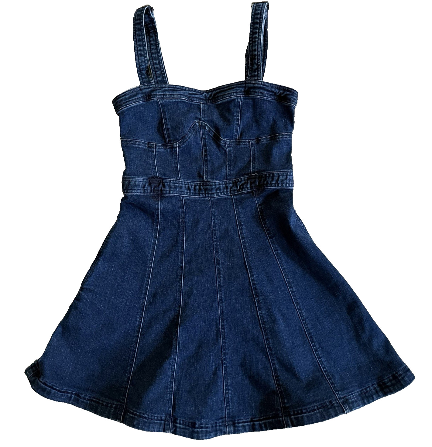 Free People Margot Denim Mini Dress A-Line Dark Indigo Sz S NWT No Belt Loops