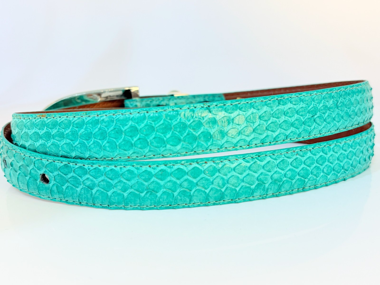 Pat Areias Sterling Silver .925 Belt Buckle 30 Turquoise Genuine Snakeskin
