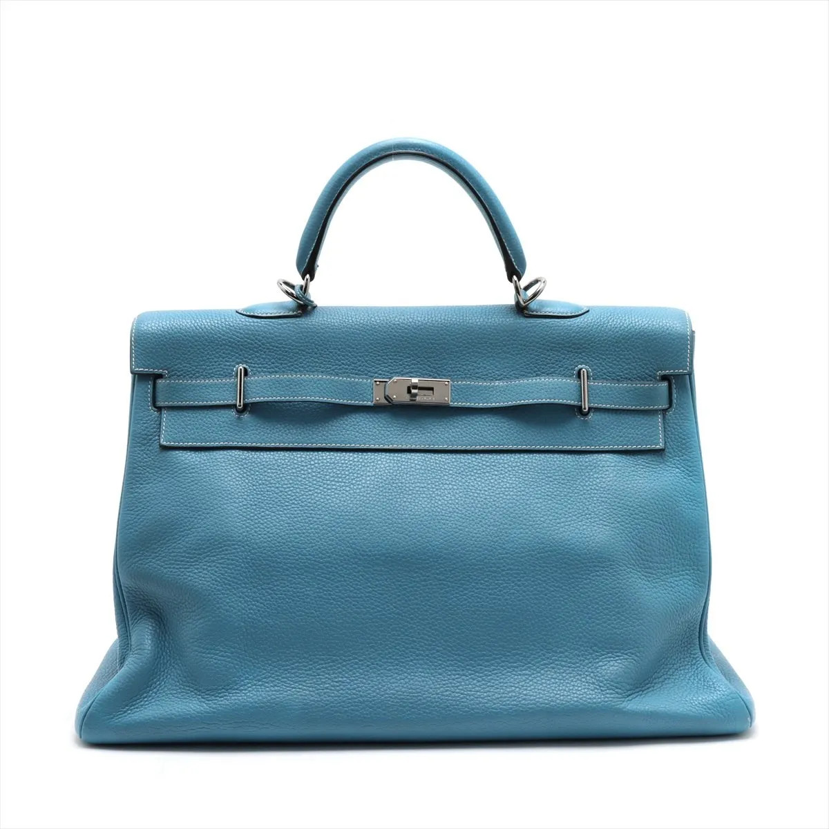 Hermès Kelly 50 Le Tournay Taurillon Clemence Blue Jean Silver Metal Fittings □L
