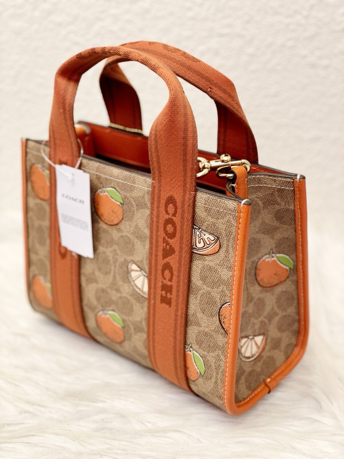 Coach Smith Tote Bag 24 In Signature Canvas With Orange Print CAR81 NWT Limited