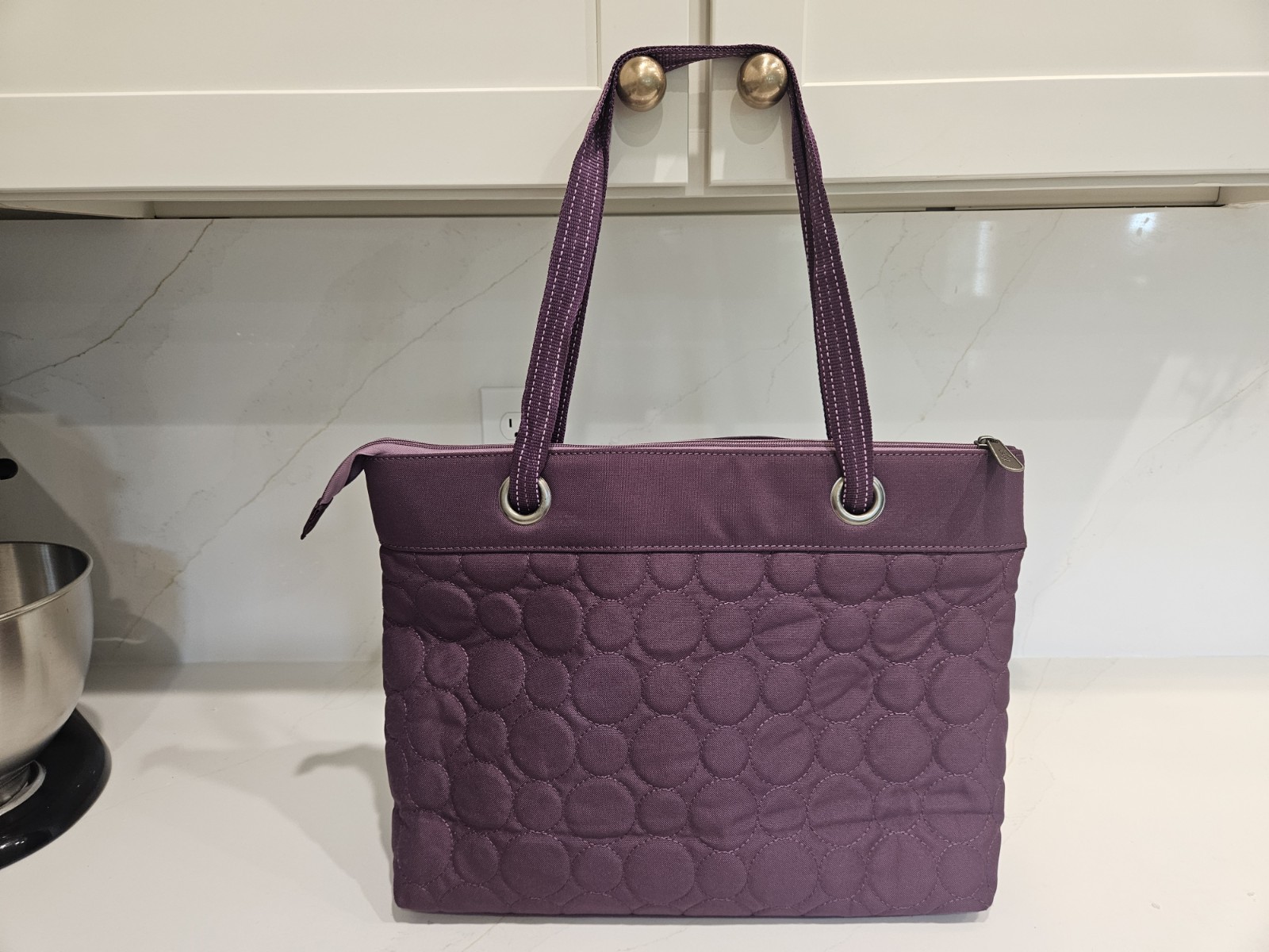 Thirty-One Vary You Versatile Bag/Purse Purple Circle Quilted Large