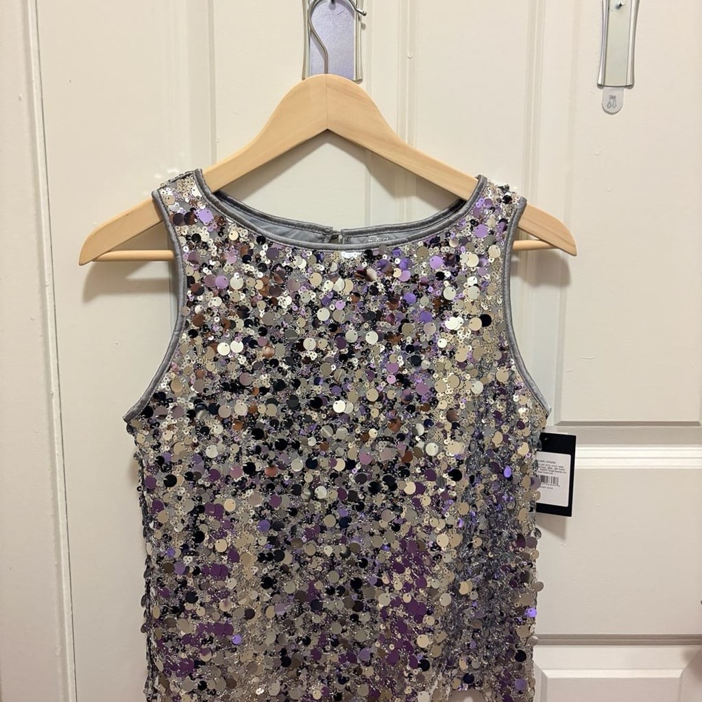 Art Class Girls Silver Sequin Tank Top | Teens XXL