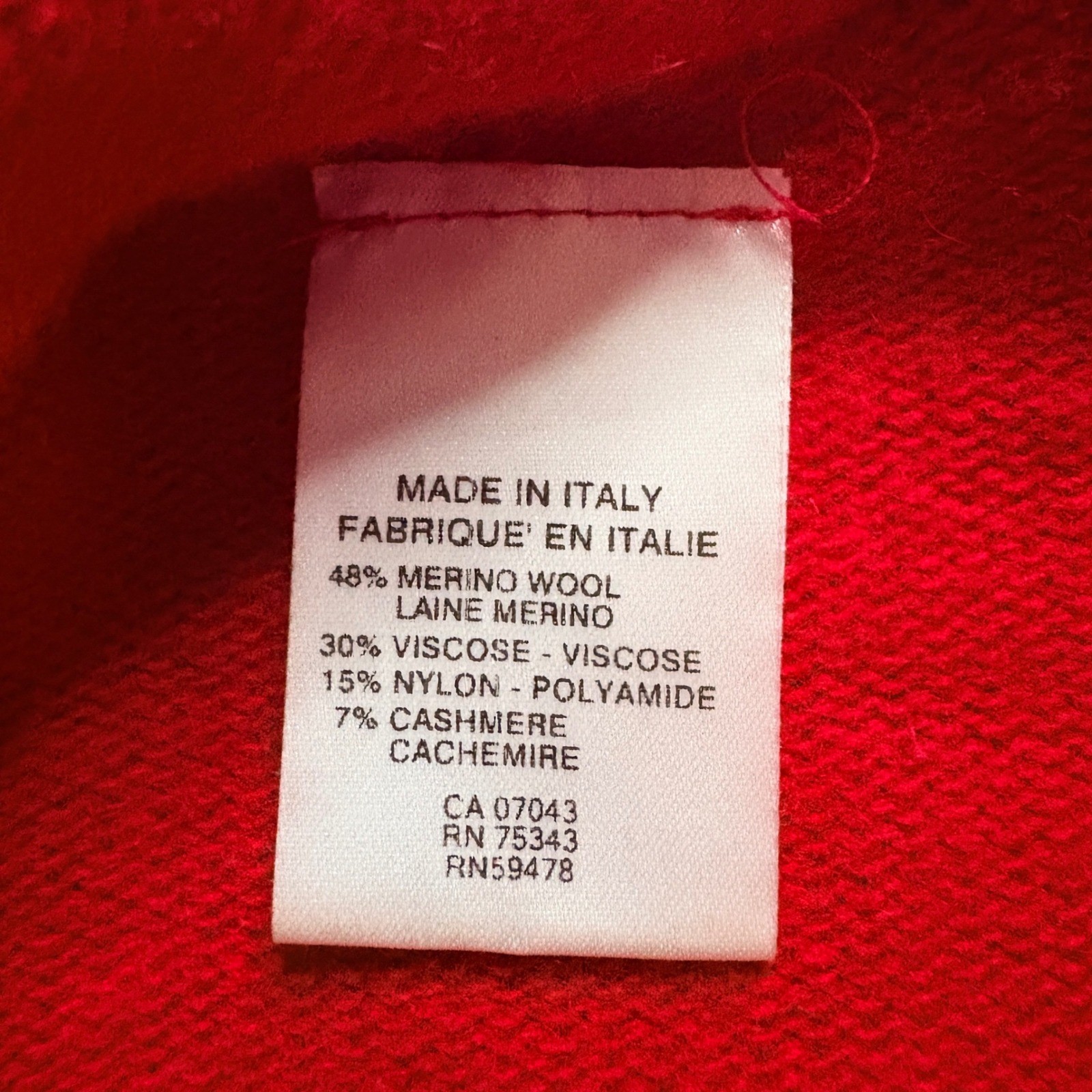 BIANCO & BLU Italy Red Merino Wool Blend Crew Neck Sweater Size M