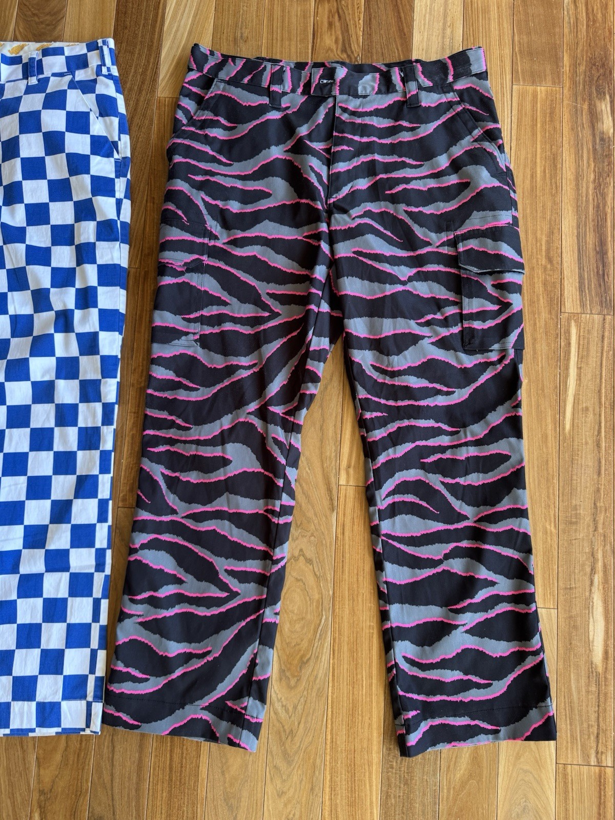 Loudmouth Men’s Golf Pants Sz 34 LOT Of 3 Pink Tiger & Rainbow& Blue Checkered