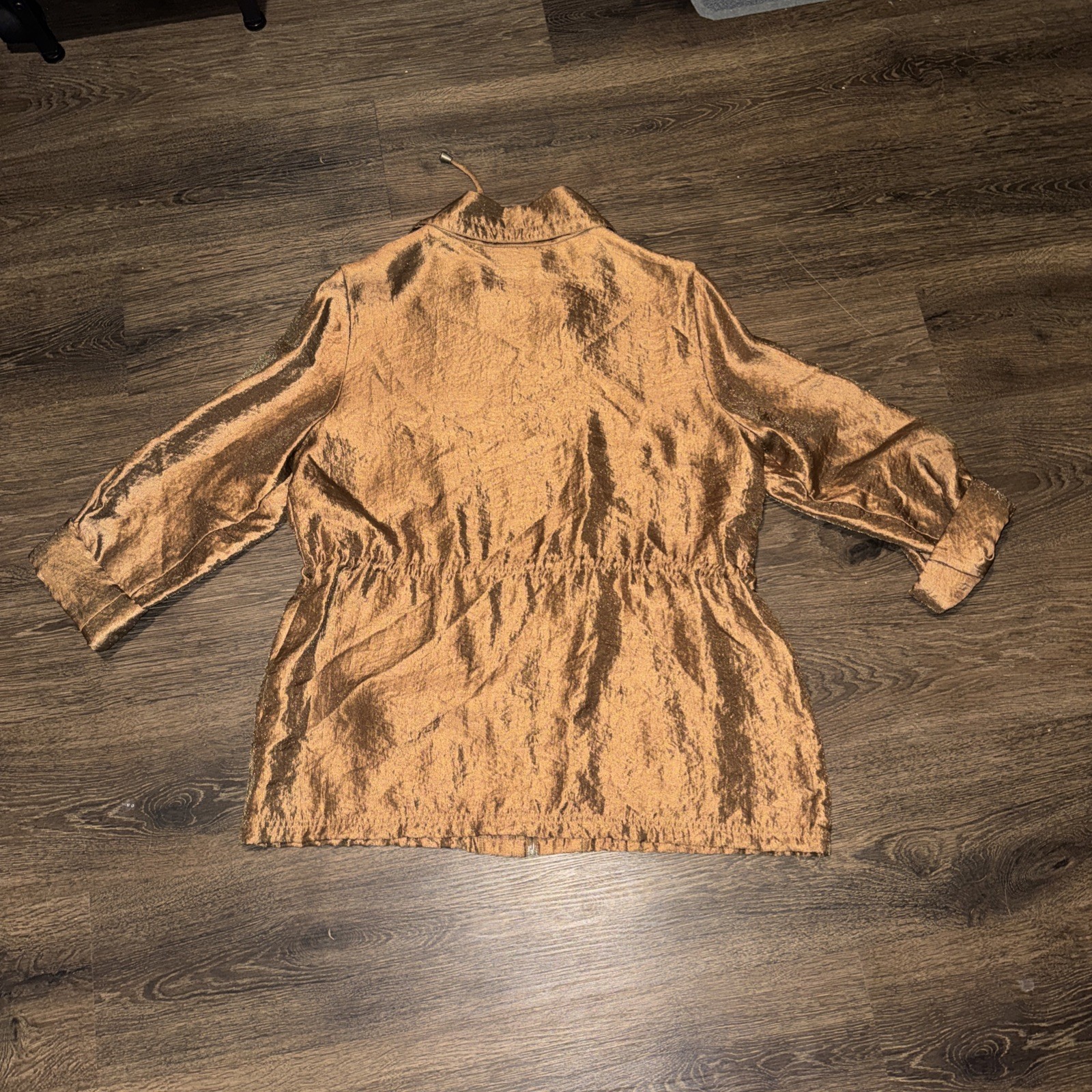 Ruby Rd. Gold Tone Shimmer Jacket. Zip Front. Size 12P