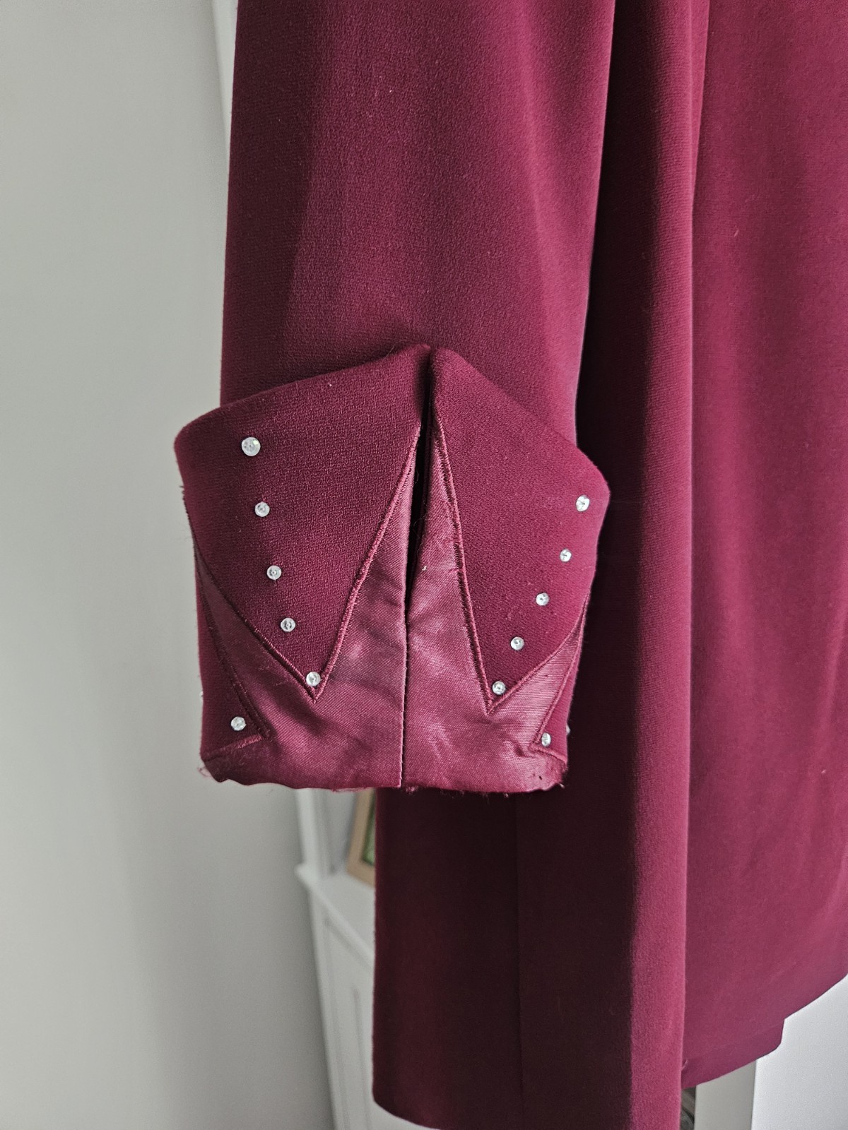 B.M.I. studio Burgundy Studded Western Blazer Jacket, Button Front, Lined, 14
