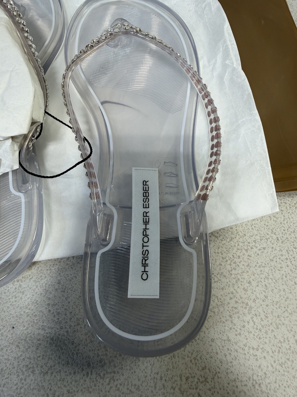 CHRISTOPHER ESBER JO CRYSTAL JELLY FLIP FLOPS Pick ur size 100%Authentic