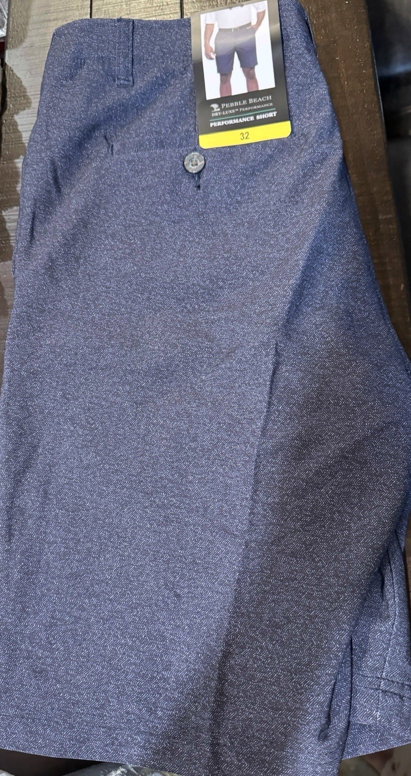 Pebble Beach Men’s Dry-Luxe Performance Comfort Waist Shorts blue Size 32 Waist