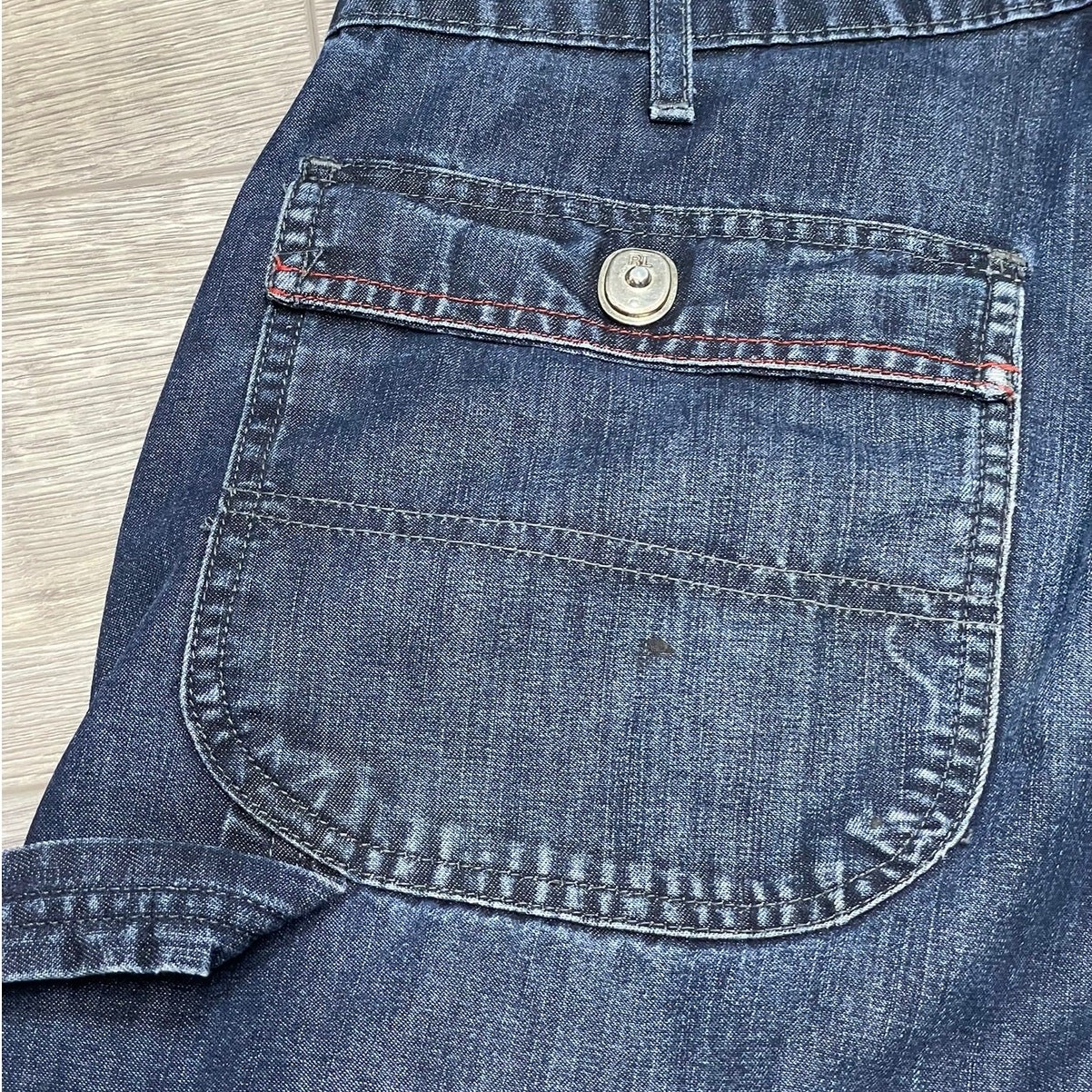 Polo Jeans Co Ralph Lauren Carpenter Jeans Wide Leg Blue Denim Cargo Pants 32×30