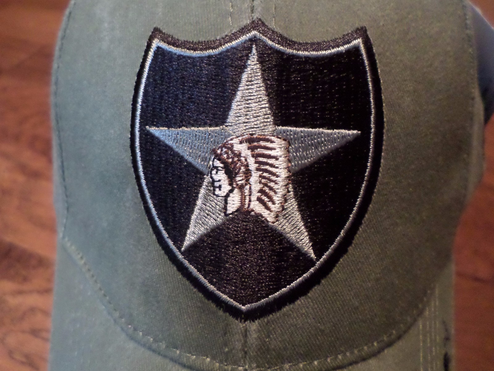ARMY 2d INFANTRY DIVISION HAT EMBROIDERED U.S MILITARY CAP OD GREEN STONEWASHED