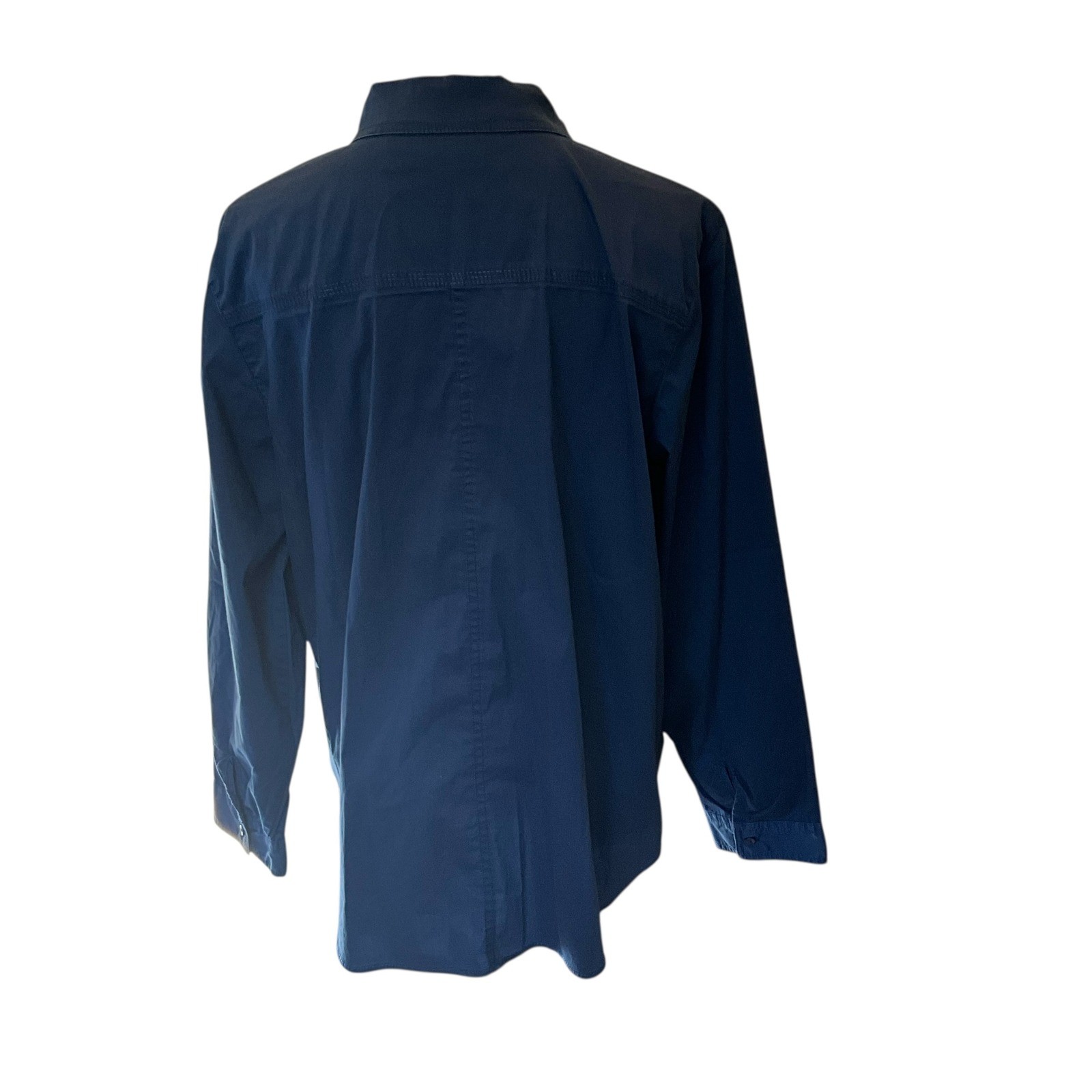 Chicos Size 2 Navy Blue Button Down Long Sleeve Top Shirt Womens