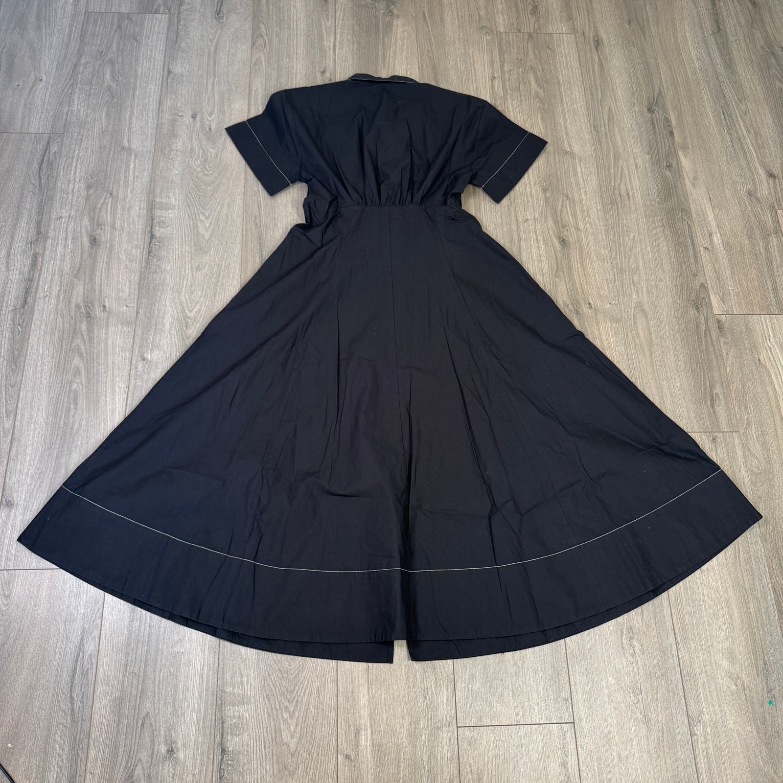 J.Crew Zip Up Shirtdress Womens 6 Black Midi Short Sleeve A-Lined Cotton Poplin