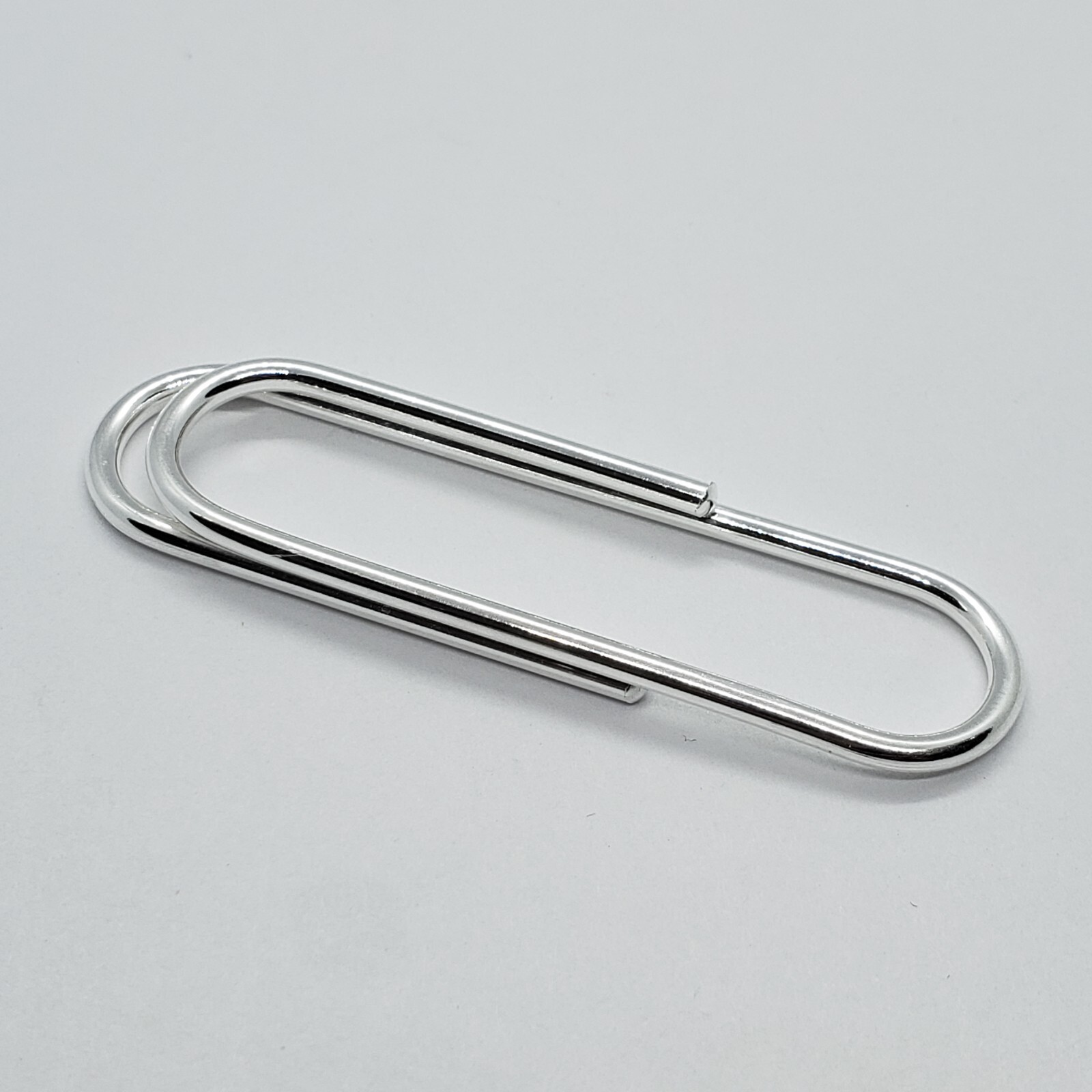 925 Sterling Silver Large Paper Clip Money Clip Made in Italy 2 3/8 x 5/8 inch