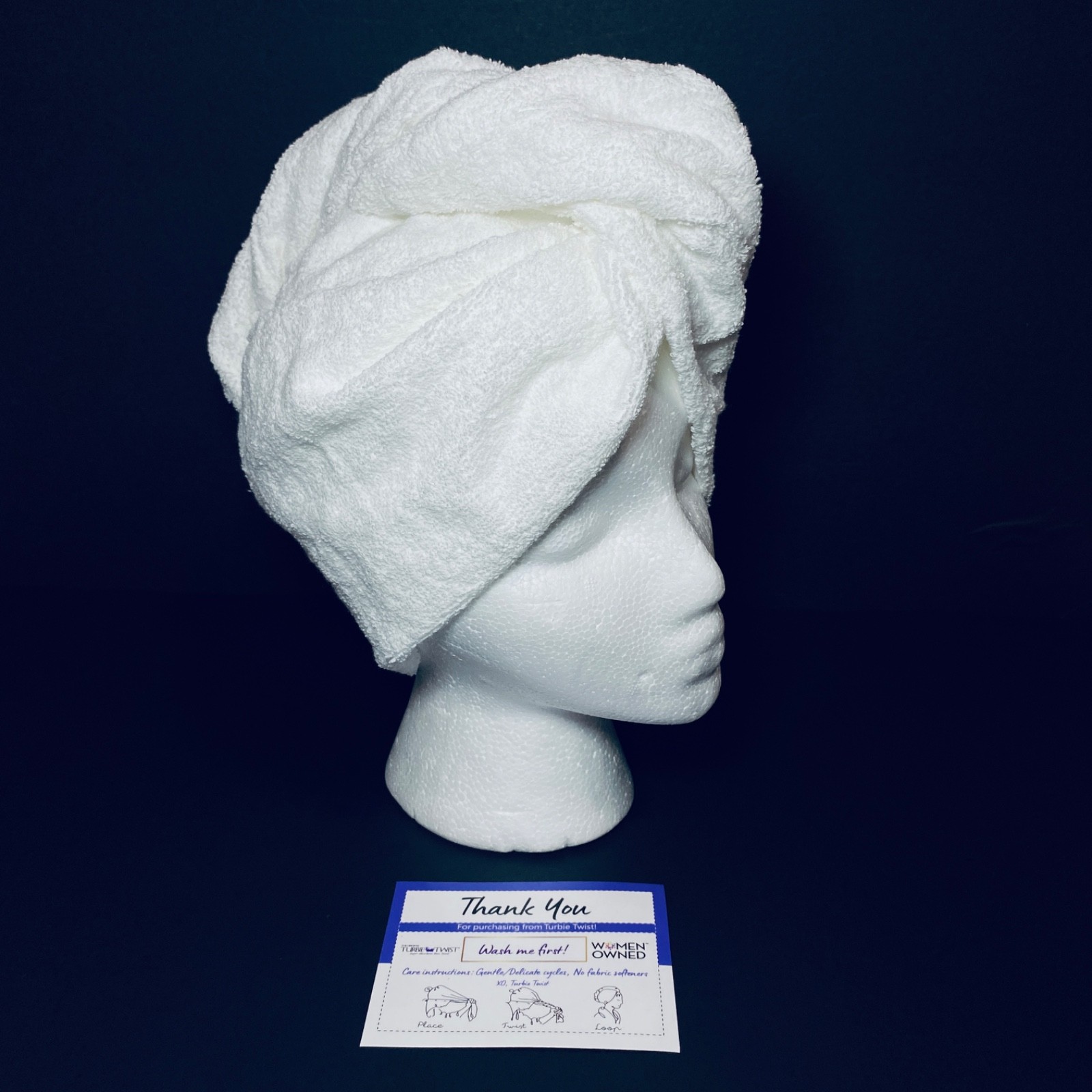Hair Towel Turban Absorbent 100% Cotton Terry White Bath Shower Turbie Twist